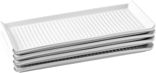 Bruntmor Ceramic Serving Platters (10.5 X 5 Inch Rectangle Plates) Serving Dishes for Entertainment, Food Appetizers, Deserts, Starter, Sushi Set of