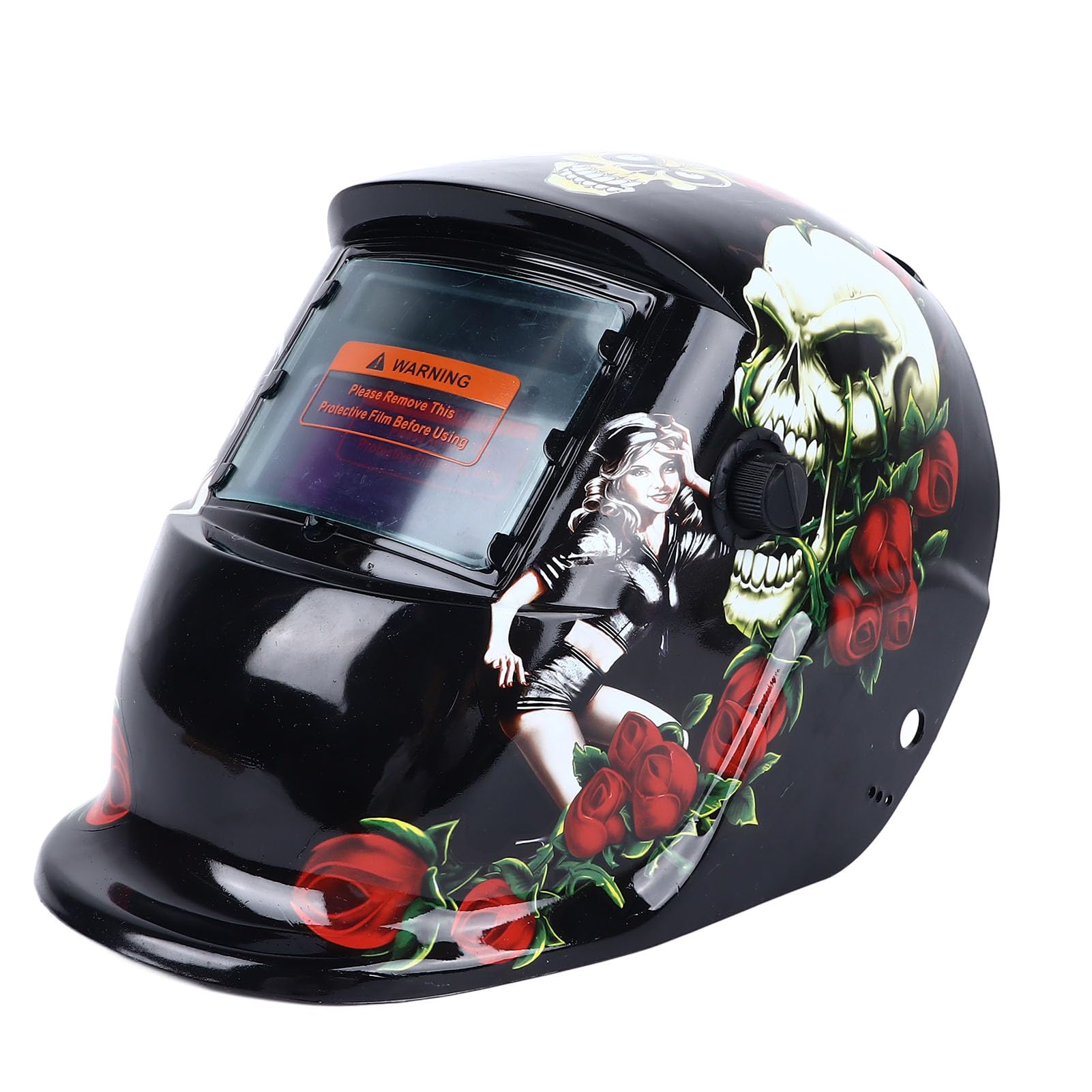 Cryfokt Auto Darkening Welding Helmet, Large View Solar Powered Color Welding Hood, Wide Shade Range Hood with Adjustable Blackness for Argon Arc Welder