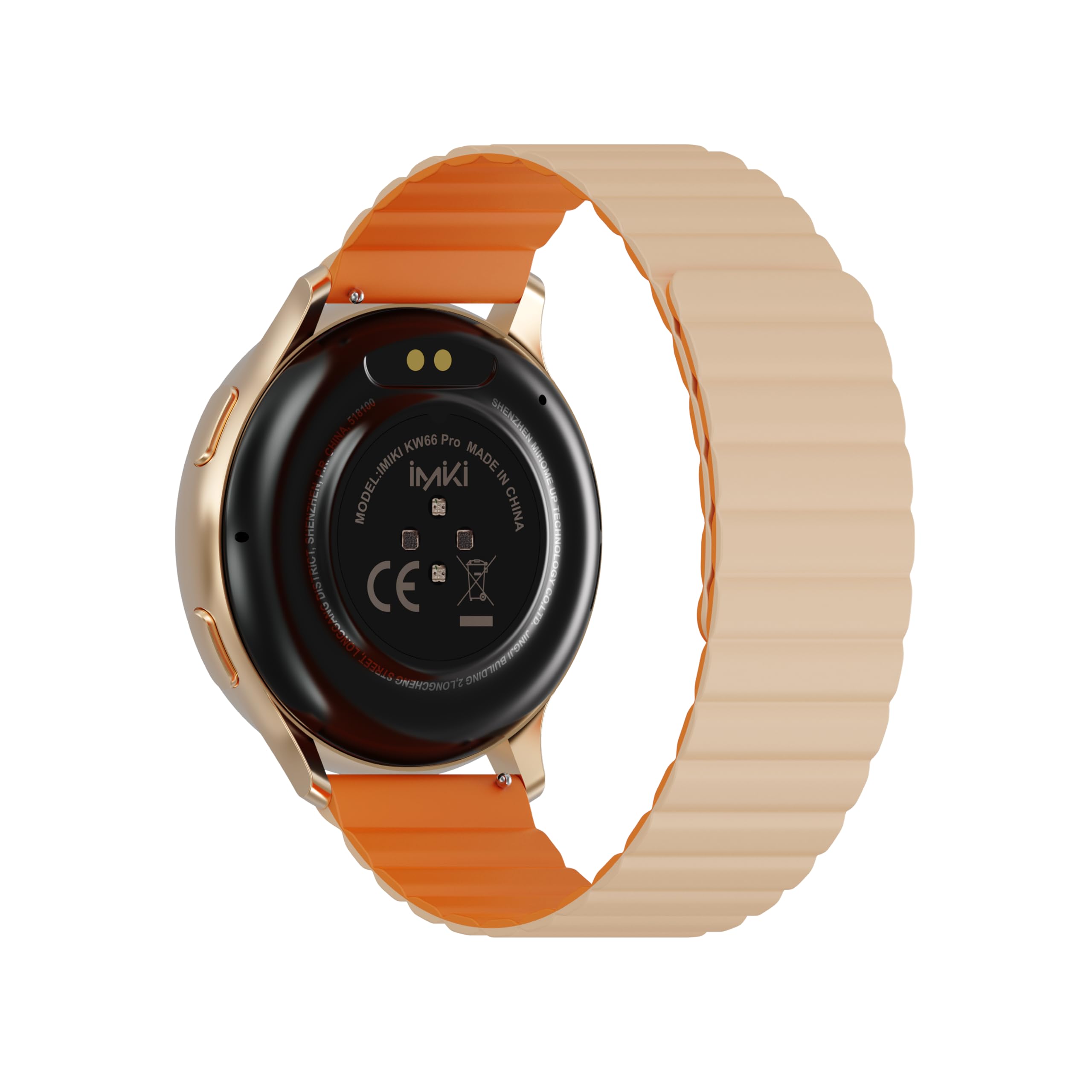 IMIKI HOLO PRO KW66 męski i damski smartwatch, wyświetlacz AMOLED1.43, łączność Bluetooth, pasek magnetyczny, pomiar tlenu we krwi i tętno, Android i iOS - złoty