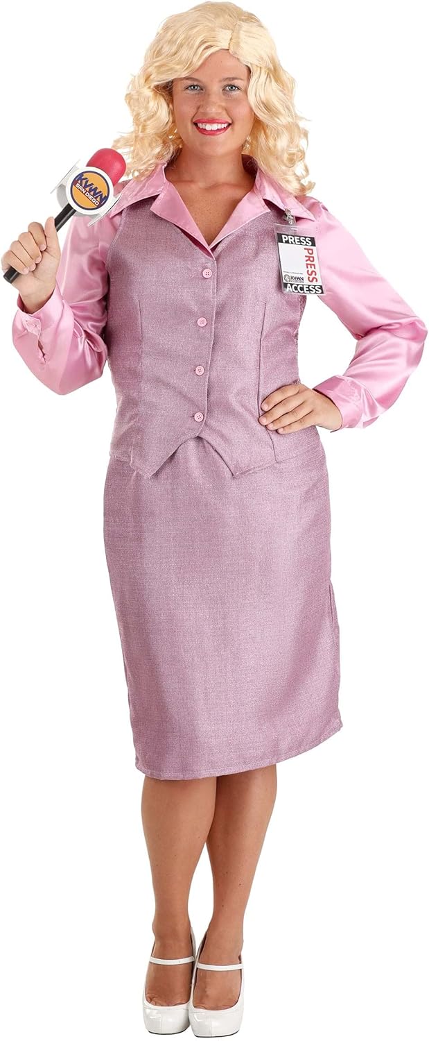 Fun Costumes Anchorman Veronica Corningstone Women's Costume Blouse, Skirt, Press Badge - Image 3
