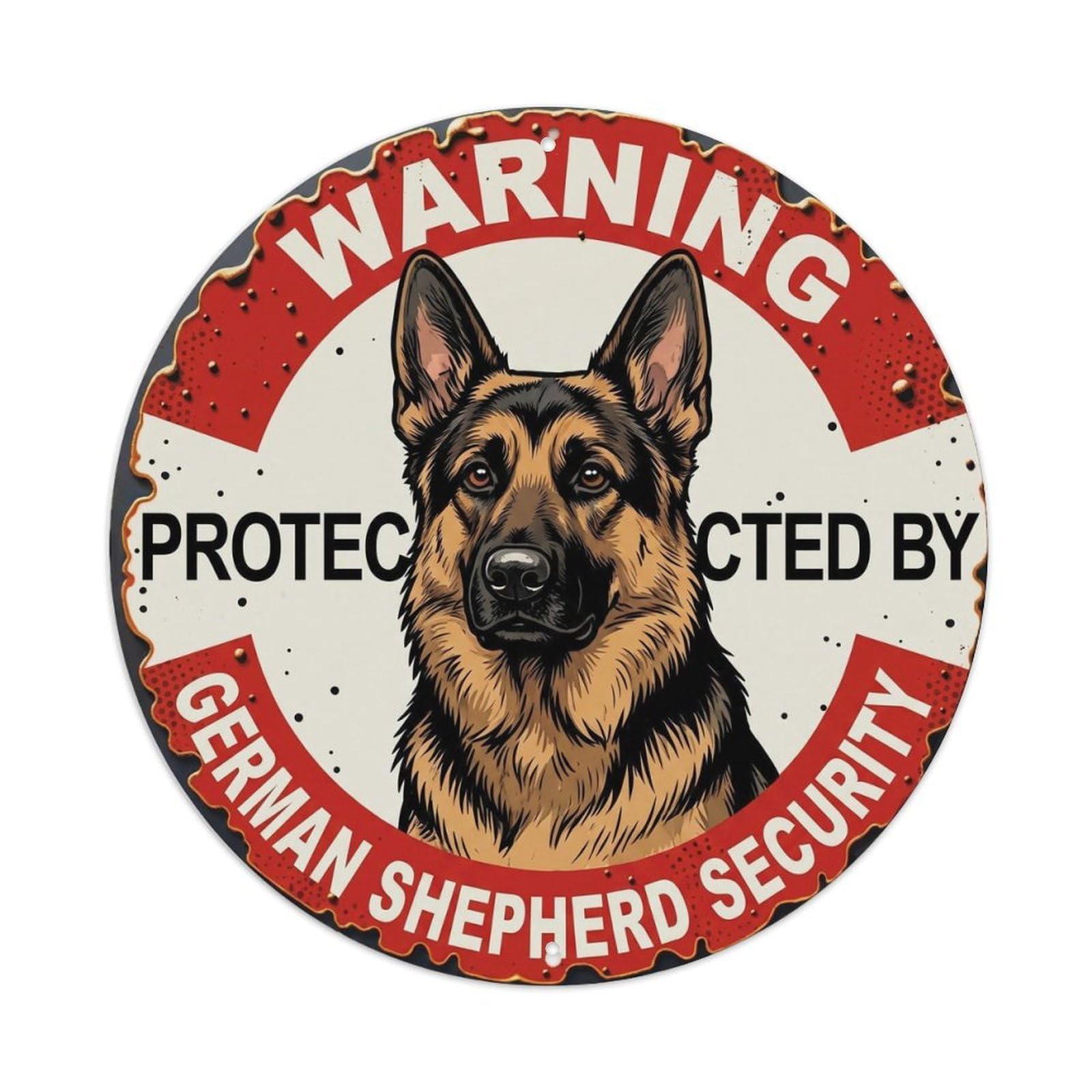 Metal Tin Sign Warning Protected By German Shepherd Dog Security Vintage