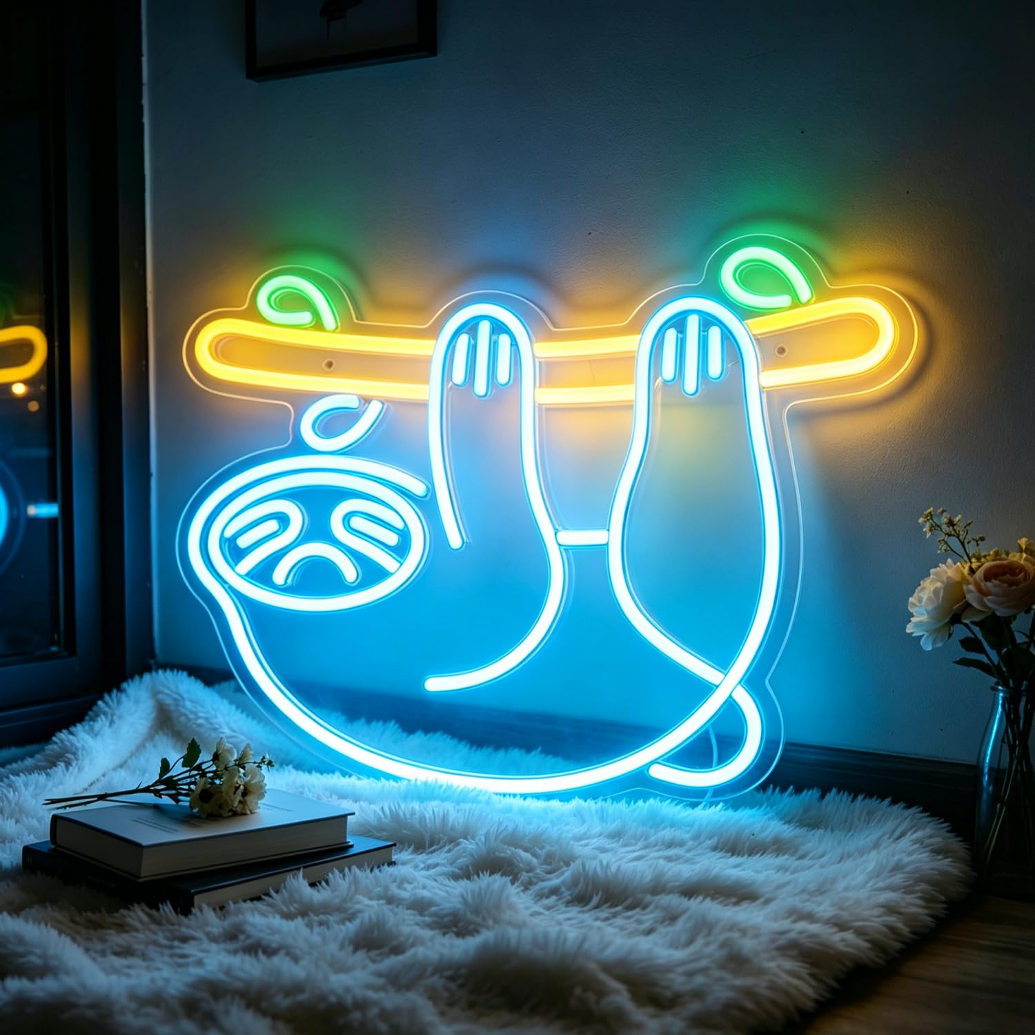 Sloth Neon Sign Dimmable Led Animal Sign for Wall Decor USB Powered Bright Neon Animal Signs for Home, Garden, Bars, Restaurants, Hotels, Stores, Clubs 15.35”x10.43”