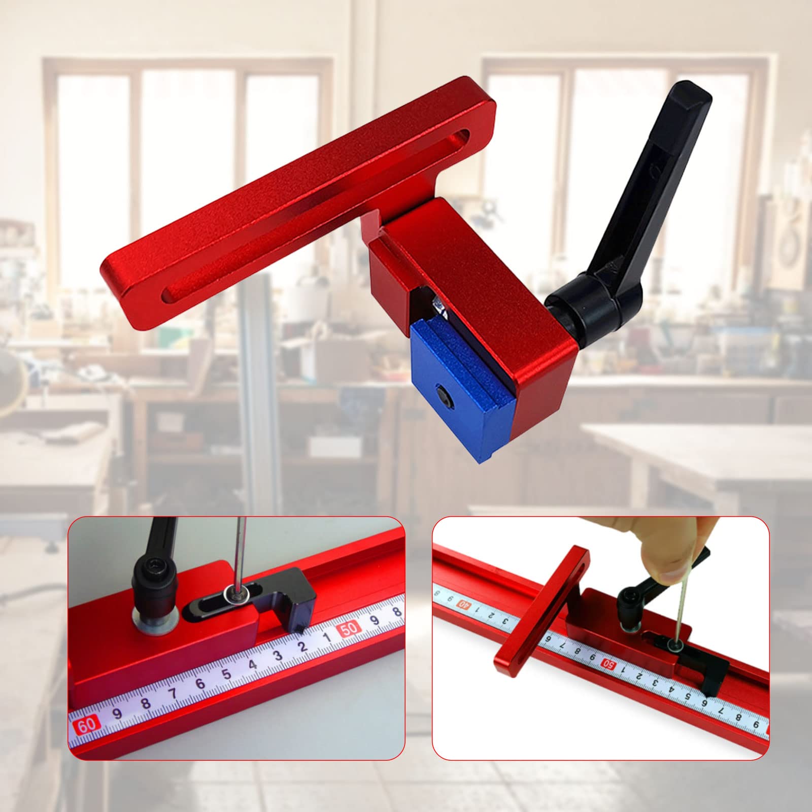 2Pcs T-Rails Guide Rail Stop, Guide Rail Stop for T-Nut T-Tracks, 30mm Mitre Track Stop, Slide Stopper for Woodworking - Image 3