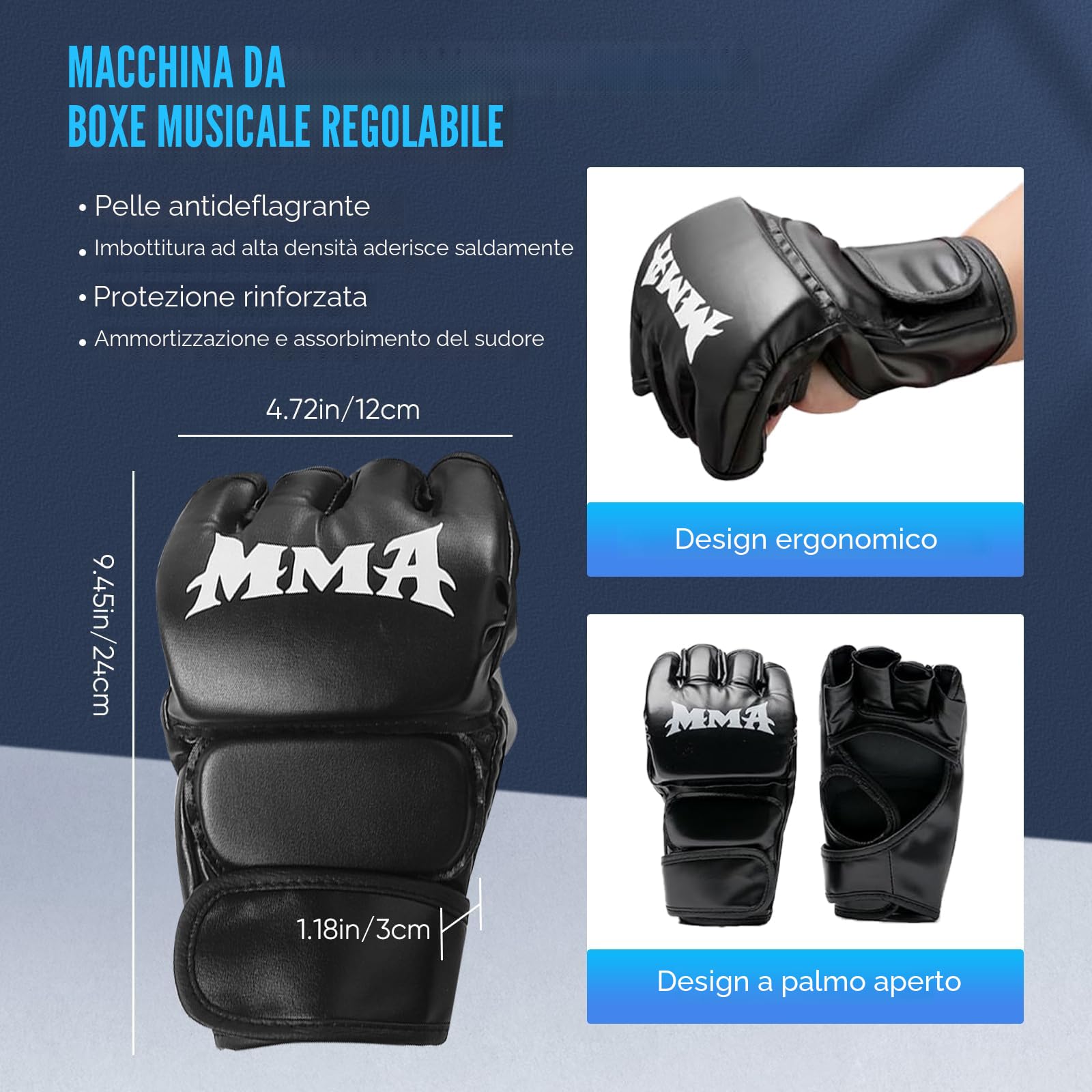 Music boxing machine, bersaglio da boxe musicale a parete, Smart LED, Bluetooth, con guantoni da boxe, con 9 velocità e modalità di conteggio, per adulti e bambini