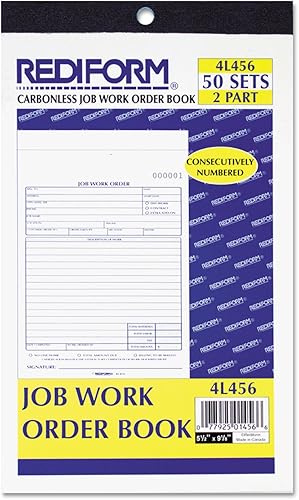 Miniatura 2 de REDIFORM Libro de órdenes de trabajo de trabajo, 5 12 x 9 18, dos partes, 50libro