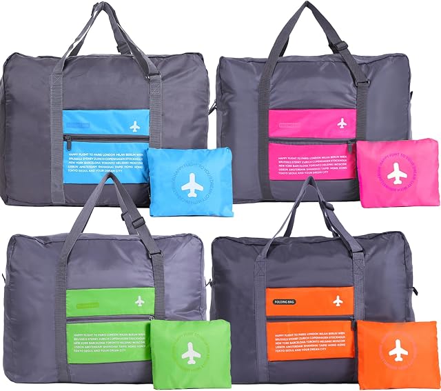 INVODA Sac à volant pliable - Bagage léger pour les femmes & Les hommes, le week-end, continuer, nuit, 4 PCS, Voyages