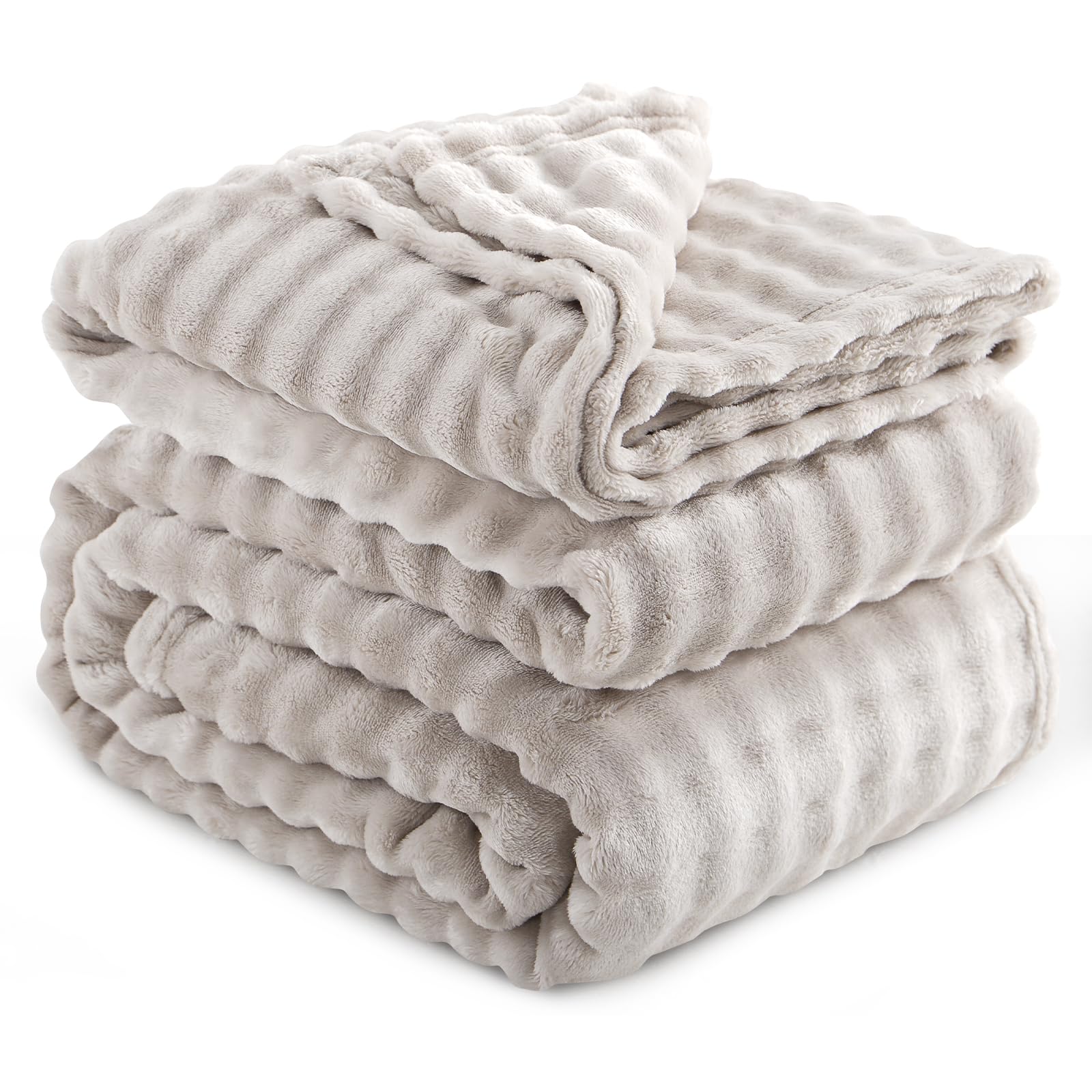 RUIKASI Bubble Decke Kuscheldecke Flauschig Beige - 220x240cm XXL Sofadecke & Couchdecke aus Plüsch, Warme Fleece für Wohnzimmer Deko Blanket, Dicke Wohndecke