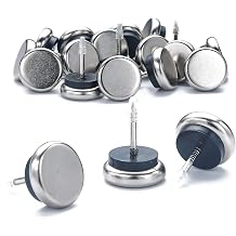 Dia Nail On Furniture Glides for Chairs, Tables - Furnigear Nickel Base Cushioned Furniture Nails - Allowing Chairs to Glide Effortlessly Over Carpet Floors 7/8", 20 Pack-Grey