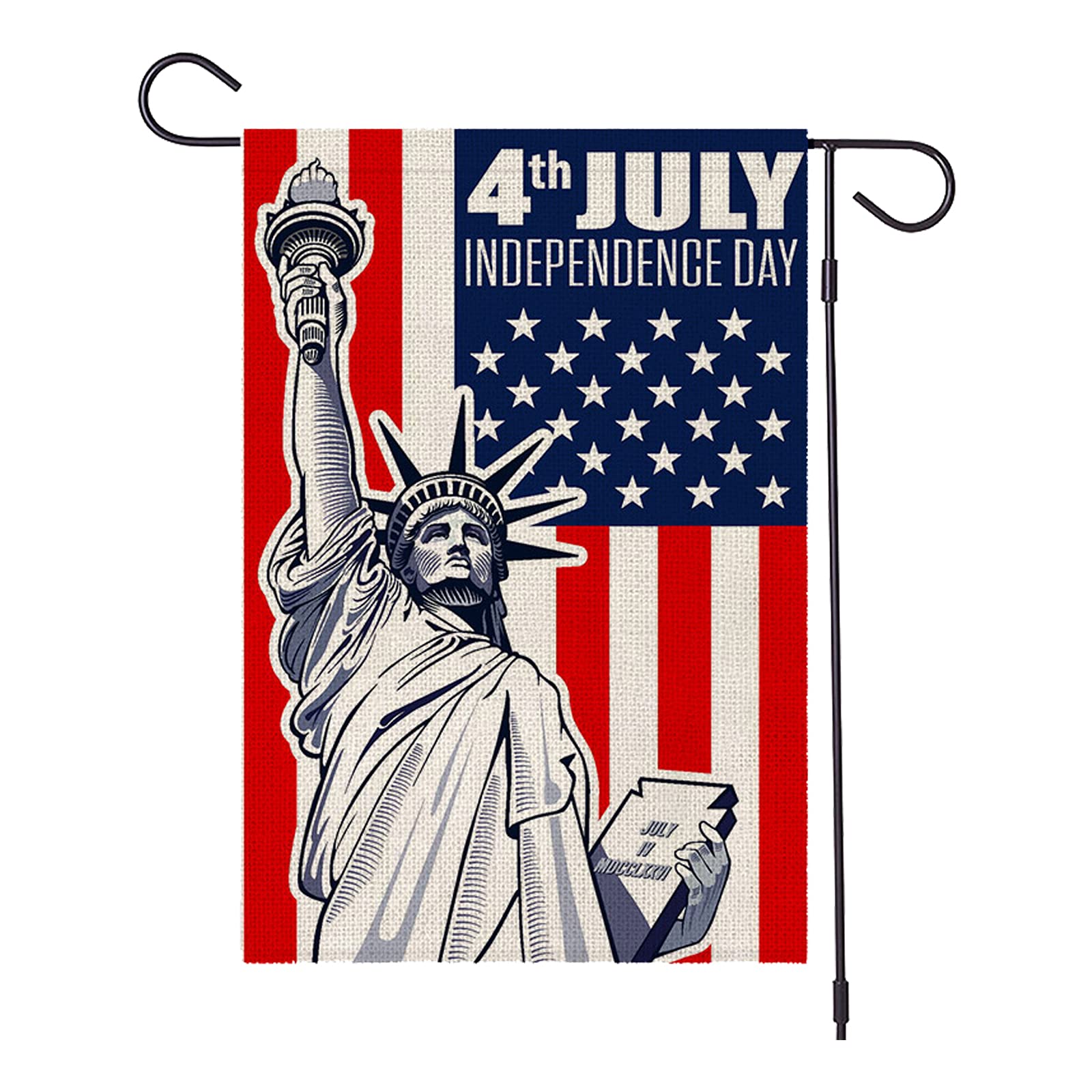 Vanproo Happy July 4th Garden Flag, 12.5 x 18.5 Inch Double Sided United States Stars and Stripes Patriotic Independence Day Garden Flag for Outside Yard Outdoor Memorial Day Decoration