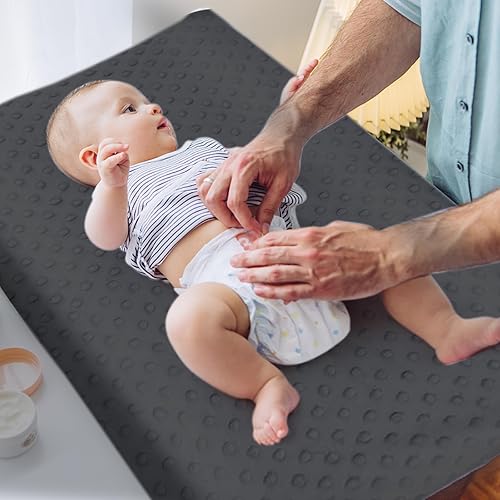 Miniatura 7 de Juego de 2 fundas para cambiador, para bebé niño y niña, suave de felpa Minky para cambiador, transpirable, lavable, funda para cambiador de pañales