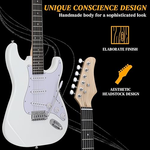 Vista 23 de Ktaxon Guitarra eléctrica de 39 pulgadas, kit de guitarra eléctrica de cuerpo sólido para principiantes de tamaño completo con bolsa de concierto