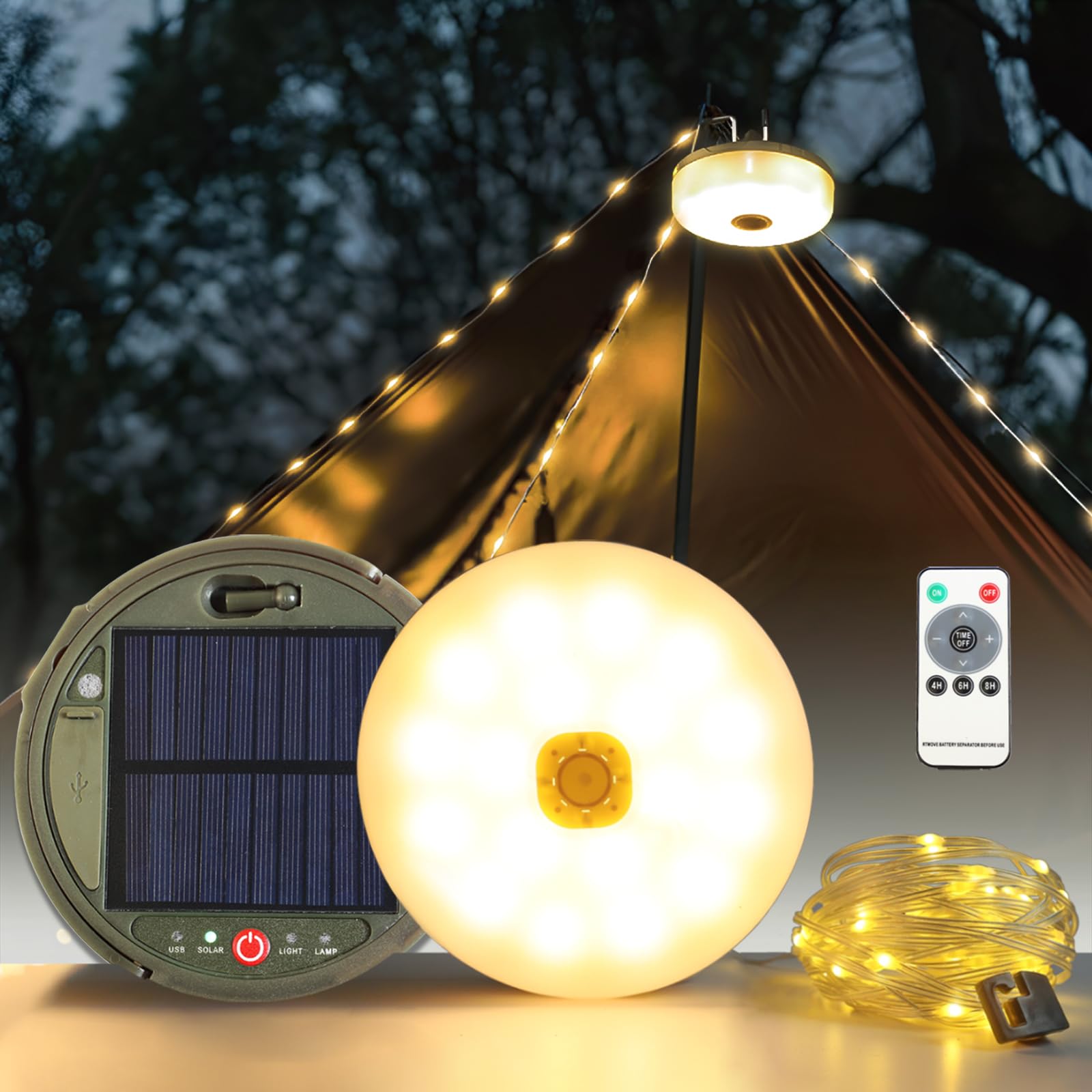 Lot de 2 guirlandes solaires de camping