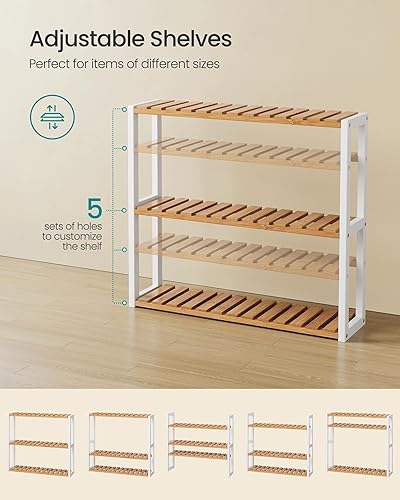 Vista 12 de Songmics, estantería de bambú con 3 estantes, multifuncional, para el baño, la cocina, y la sala Natural