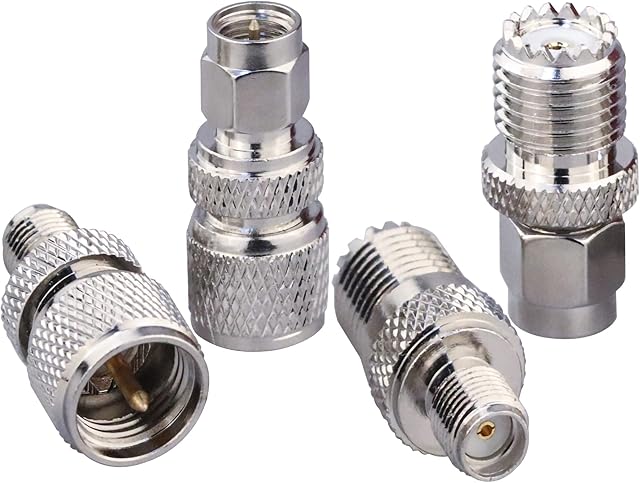 TUOLNK 4 Types Set SMA Male to Mini UHF Male Adapter Mini UHF to SMA RF Coax Adapter Kit for Wireless Antenna/RF Coax Cable SMA to Mini UHF Antenna Adapter