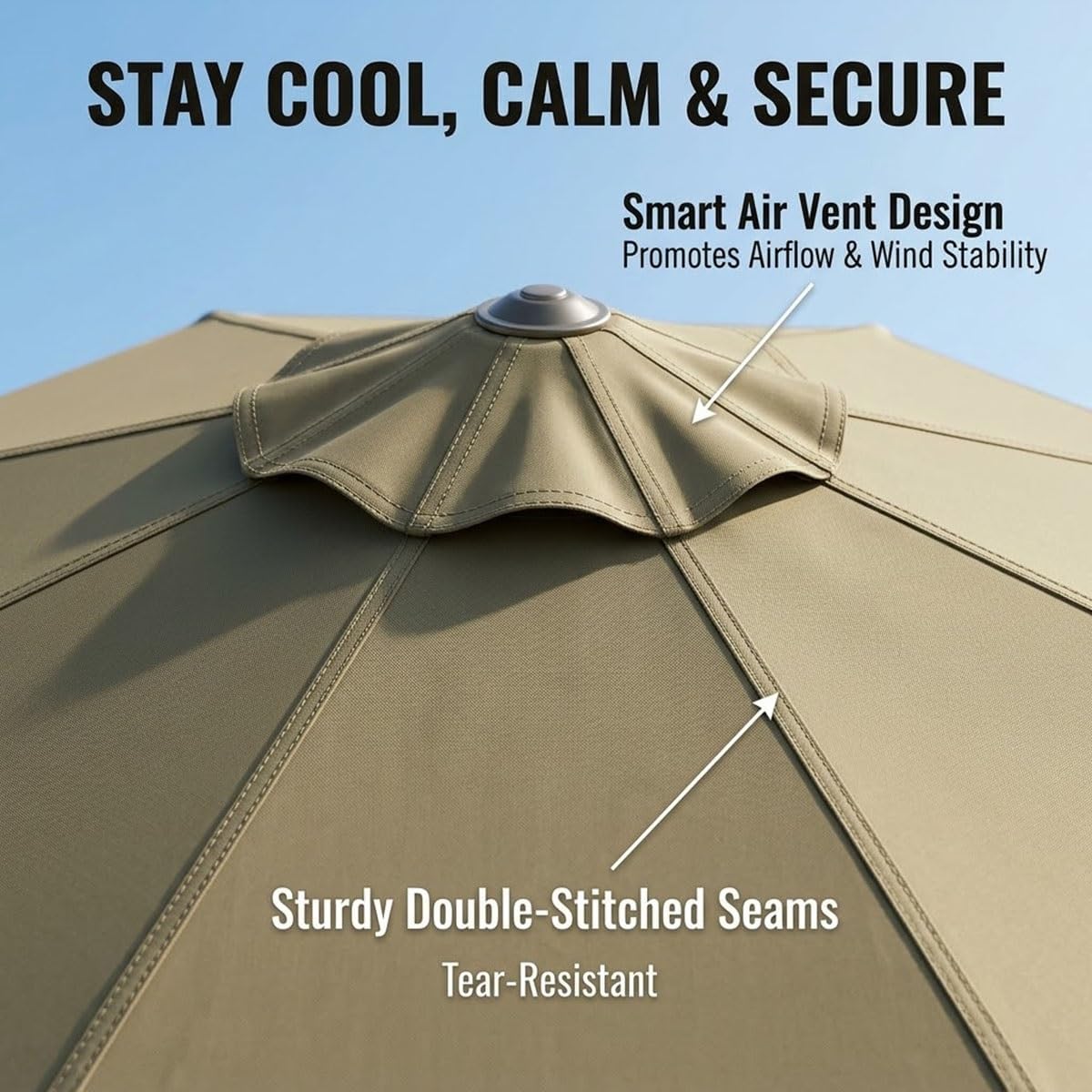 Patio Market Umbrella Replacement Canopy 6' 9' 10' 11' Sunshade Outdoor Yard Umbrella Top for 6/8 Ribs, UPF 50+ Fade/Water Resistant Outdoor Table Umbrella Top Cover
