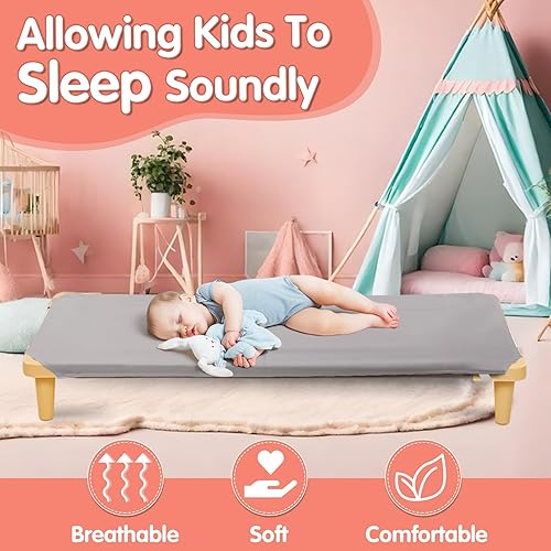 Miniatura 5 de 10 sábanas para cuna, 23 x 51 pulgadas, sábana de tamaño de cuna gris con bucles elásticos en las esquinas para niños y niñas, artículos esenciales