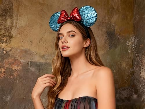 Miniatura 5 de A Miaow Diadema de Orejas de Ratón Negro 3D con Lentejuelas MM Purpurina Mariposa Hebilla para Cabello Suministros del Parque Adultos Mujeres