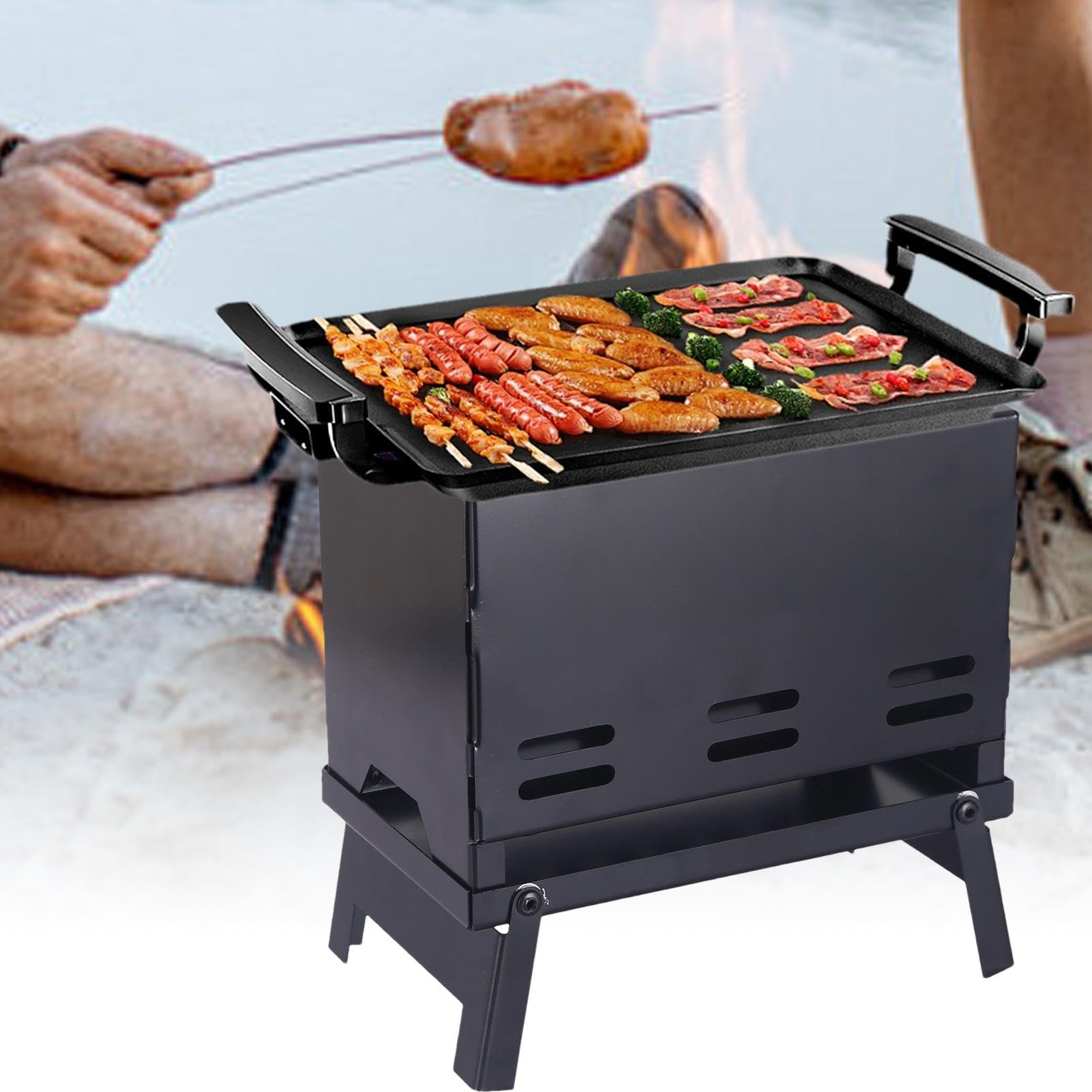 Barbacoa portátil, barbacoa portátil para camping, barbacoa plegable para camping, barbacoa al aire libre, barbacoa de camping estable, barbacoa de carbón vegetal para el jardín, patio, hogar | Parrilla Portatil A Carbon Para Exteriores Camping Playa Jard
