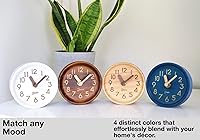 Vista 5 de Driini Reloj de Escritorio Analógico de Madera – 4.3 pulg. Madera de Pino Decorativa, Diseño Sin Tic-Tac – Reloj de Repisa Silencioso de Barrido