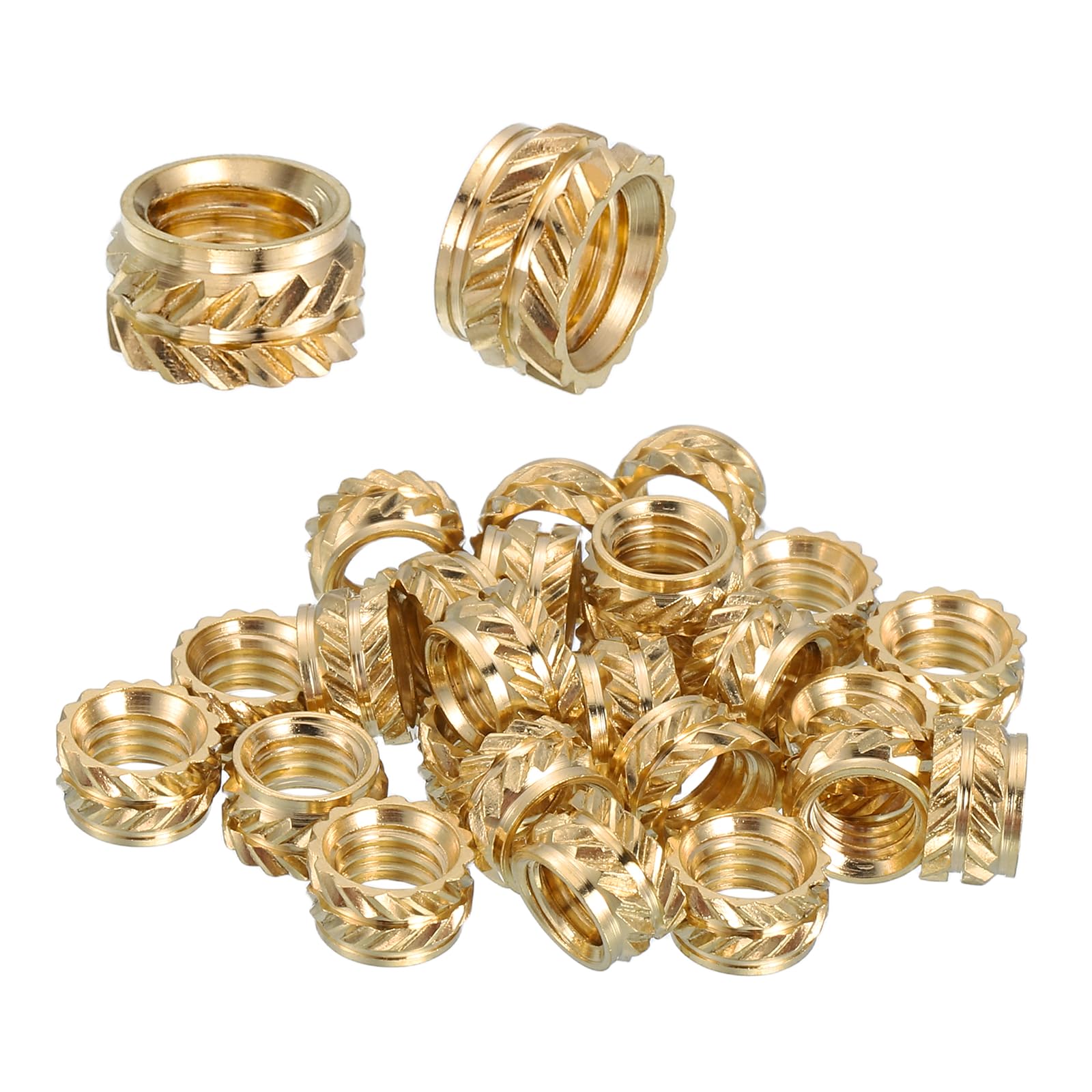 QUARKZMAN 28Pz Inserti Filettati, M5 x 4mm L x 7mm OD Inserti Dadi in Ottone Puro Dadi Zigrinati Metrici Femmina per Fissaggio a Caldo Dado Incorporamento per Componenti Stampa 3D