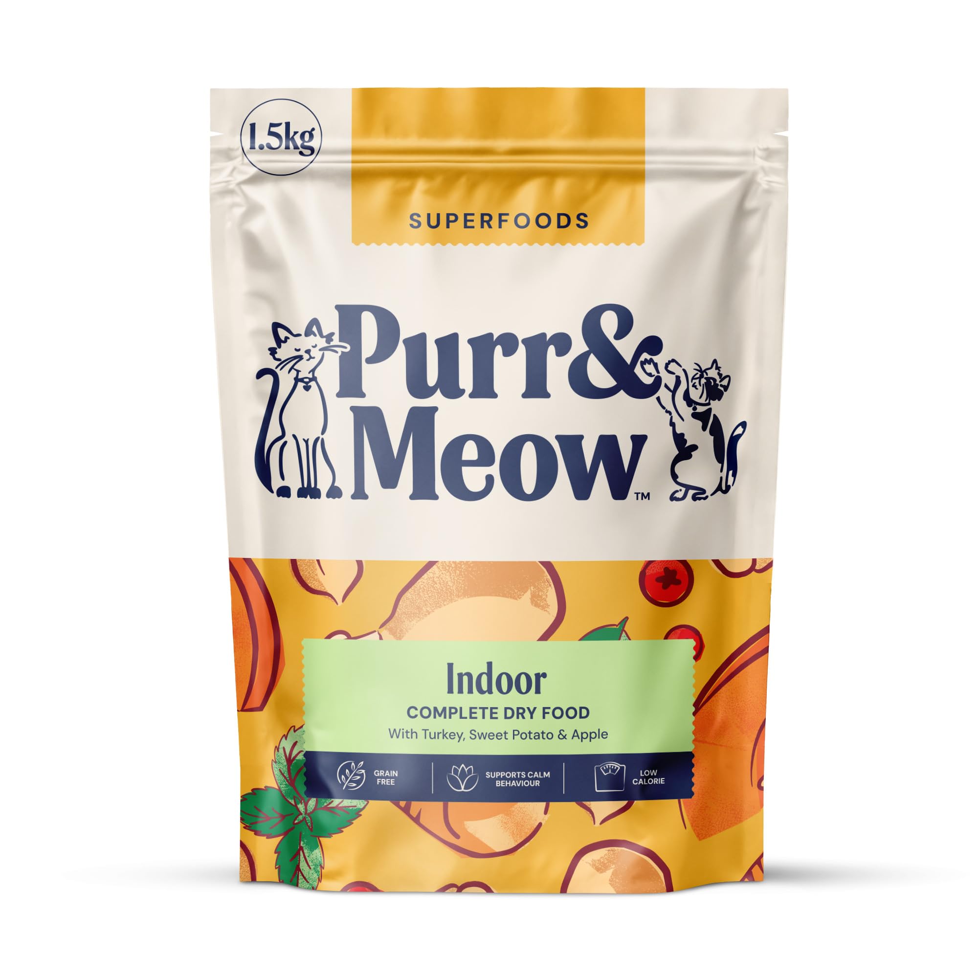 Purr & Meow - Indoor Cat Superfood Complete Dry Cat Food, Turkey, 1.5kg