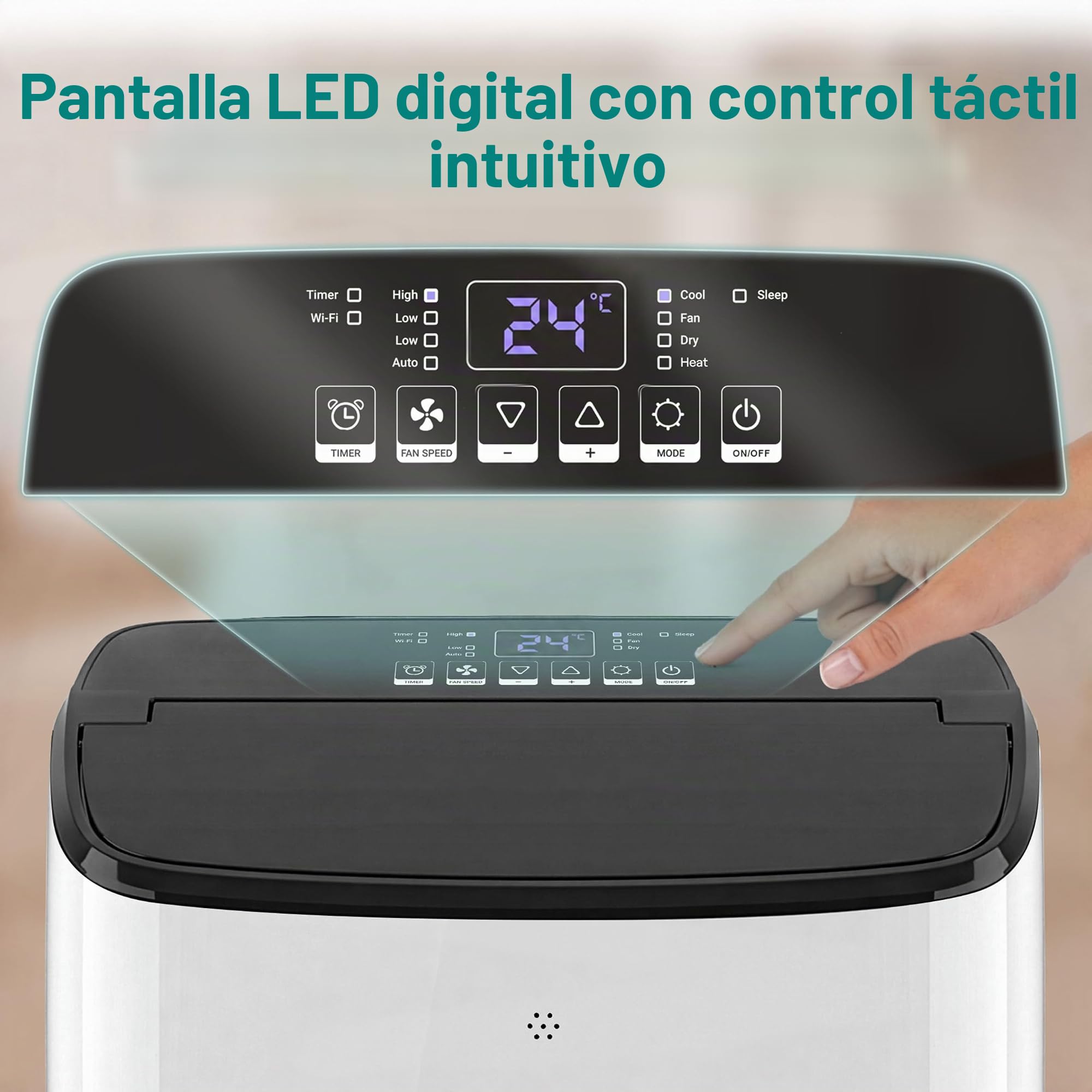 SereneLife Aire Acondicionado Inverter Móvil 12000 BTU WiFi 4 en 1: Refrigeración, Calefacción, Deshumidificación y Ventilación, Kit de Ventana, Ruedas, Silencioso,