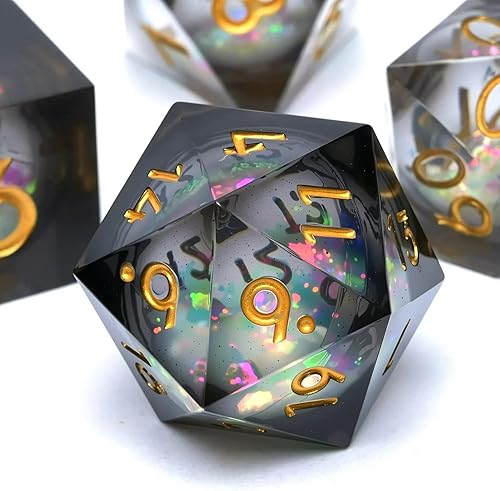 Miniatura 2 de Dados DND de resina de arena movediza de núcleo líquido, juego de dados de poliedro de Dungeons and Dragons de borde afilado para juegos de rol,