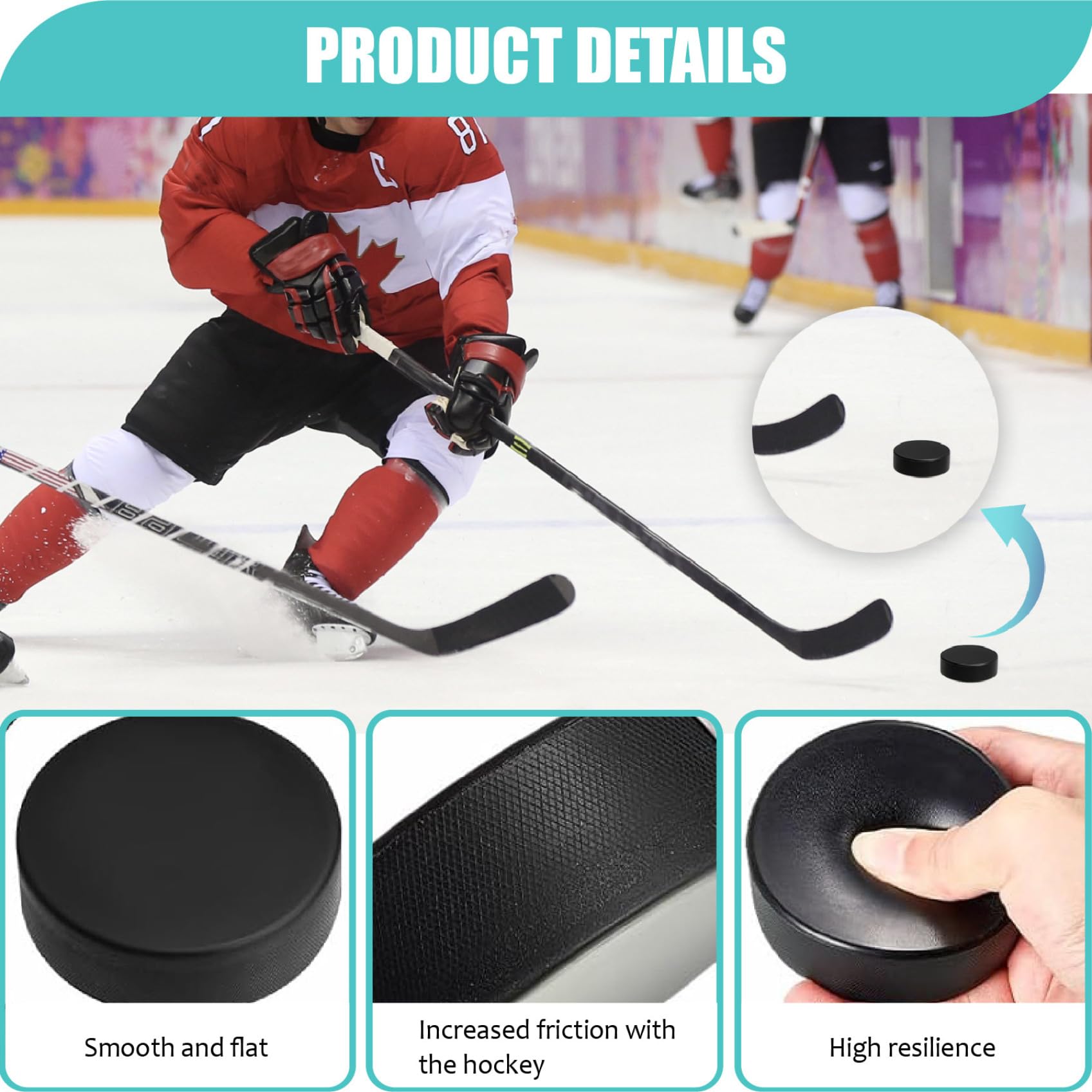 Rondelles de hockey sur glace en mousse 4 pièces Rondelles de hockey sur glace résistantes à l'usure Légères pour la pratique et l'entraînement classique Rondelle noire souple pour une utilisation