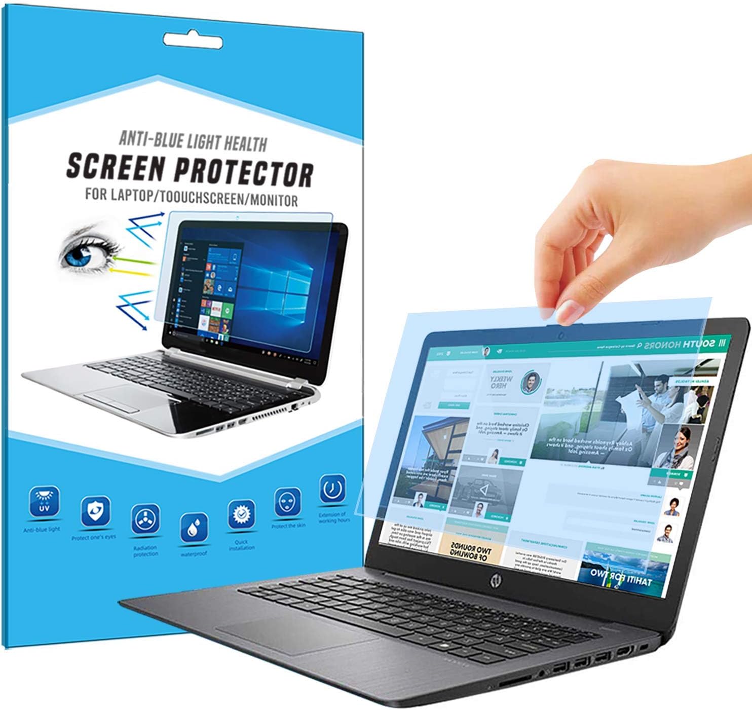 FiiMoo Removable 15.6 inch Laptop Anti Blue Screen Protector, Anti Glare Filter Film Eye Protection Blue Light Blocking Screen Protector for 15.6" Display 16:9
