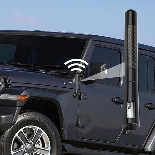 Miniatura 3 de 1 antena de automóvil con accesorios de tornillos, repuesto de antena automotriz de metal de fibra de carbono de 4.7 pulgadas, 12 V, modificación