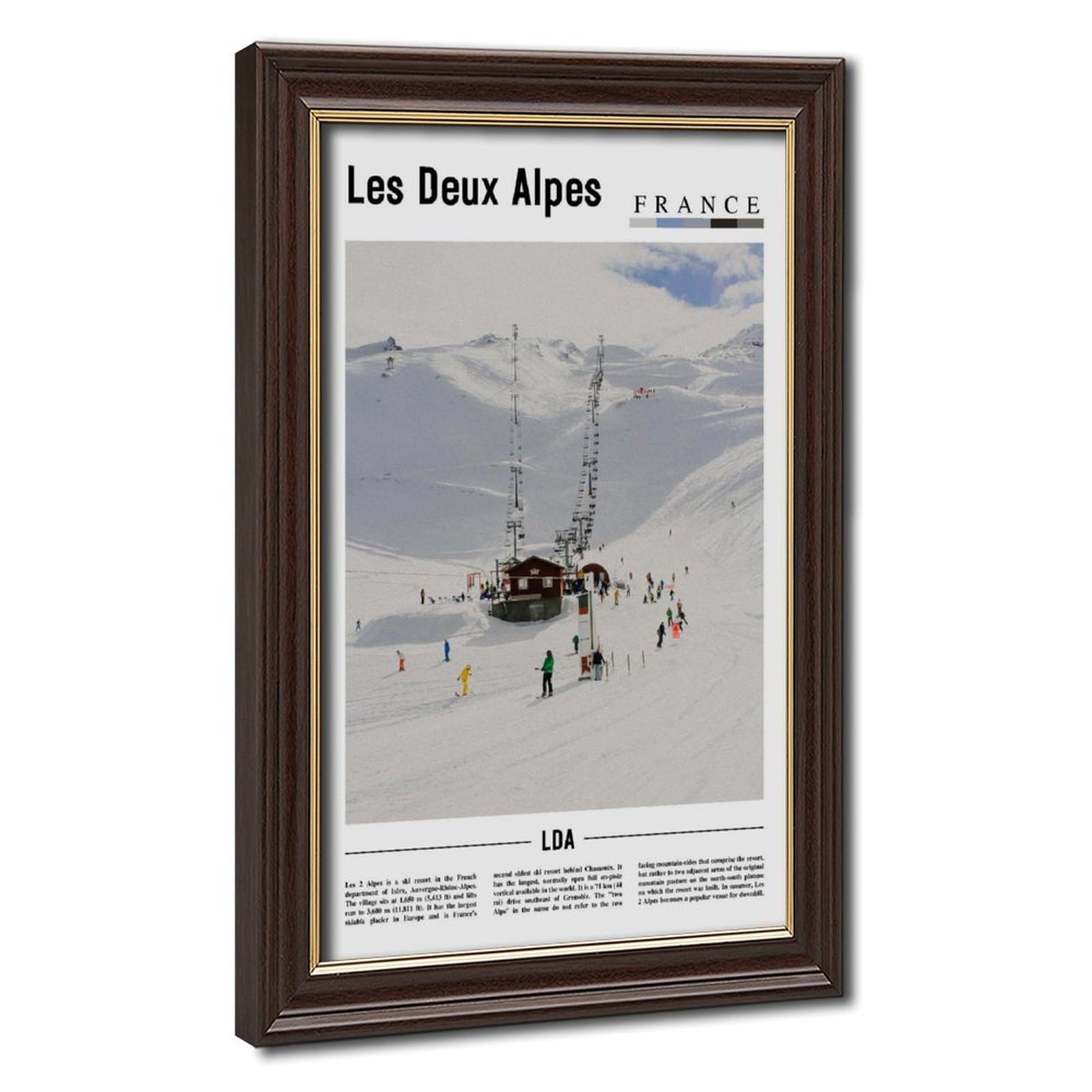 Wcyb Mokume Gane Frame Les Deux Alpes Isère France Scenery Travel Posters Prints Canvas Deco Paintings Wall Art Hangable Frame 16" L X 24" W