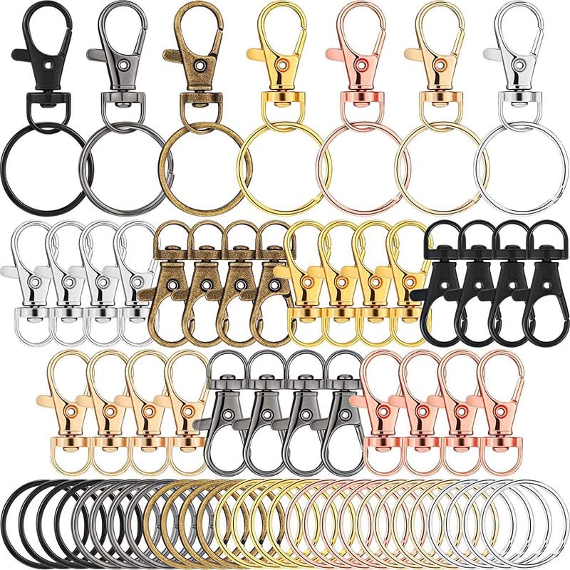 Image of DIY Crafts 5 Pcs Swivel Clasps, Silver Natural, Metal Larger Lobster Clasps Extension Chain Hooks, D Rings, Slide Buckle for Keychain Key Rings Clip Connector B (5 Pcs Swivel Clasps, Silver Natural)