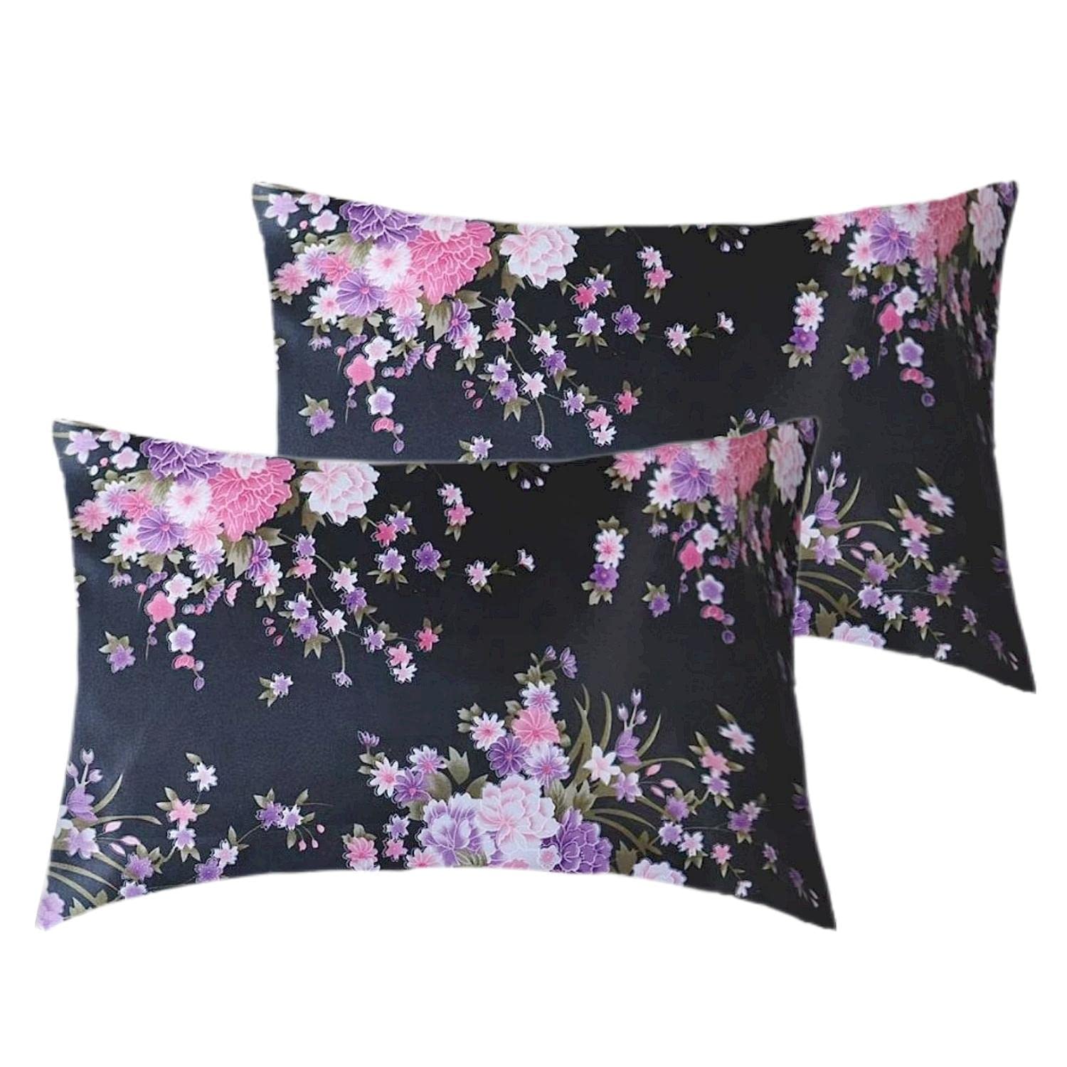 Satin Pillowcase for Hair and Skin, Set of 2 Microfibre Pillow Cases, Satin Quality, Soft and Breathable, Side Sleeper Pillow, Duvet Cover, Pillowcases 40 x 80 cm