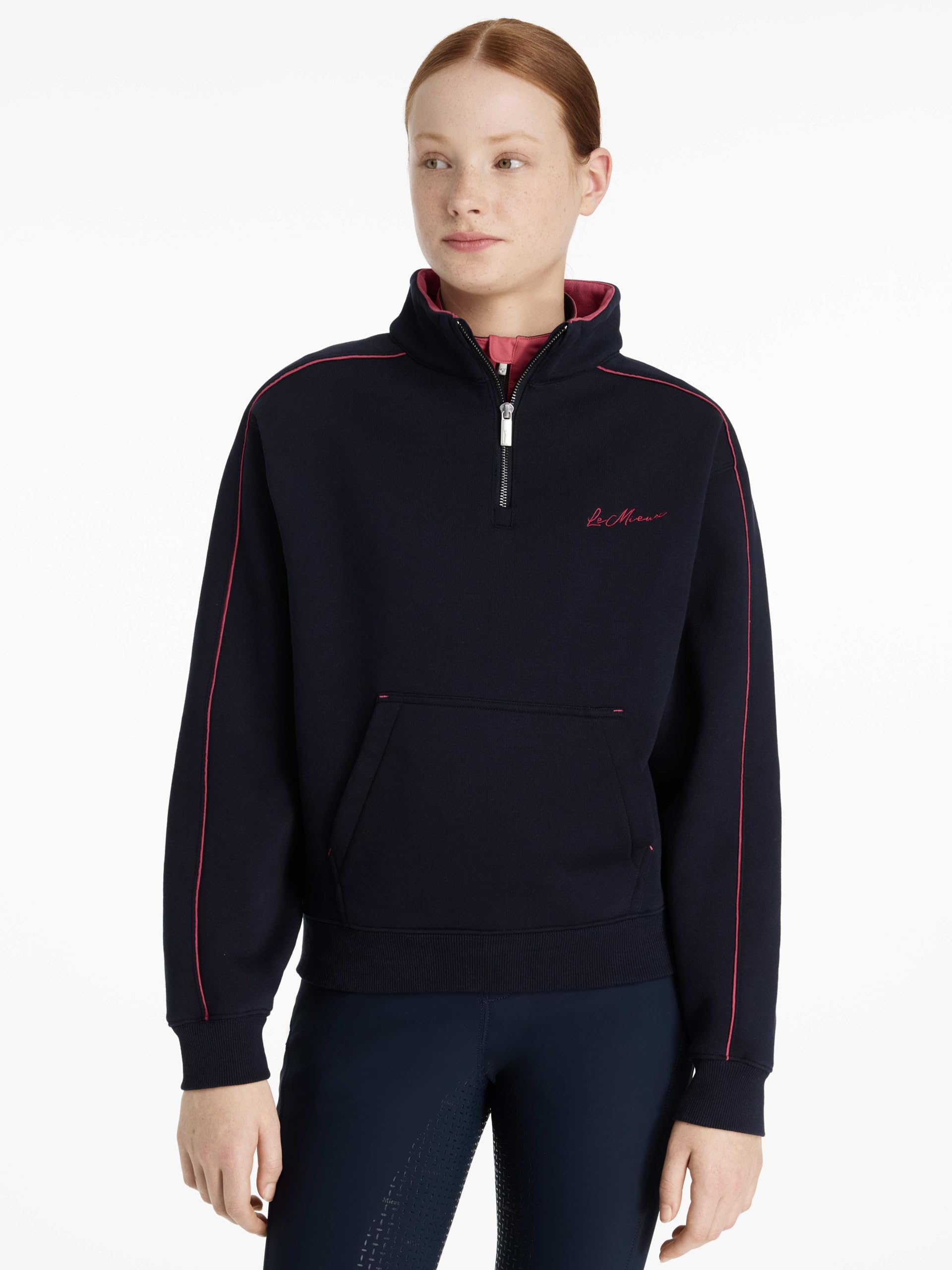 LeMieux Young Rider Kate - Felpa con zip a un quarto, per bambini, colore: Navy/Mirtillo rosso