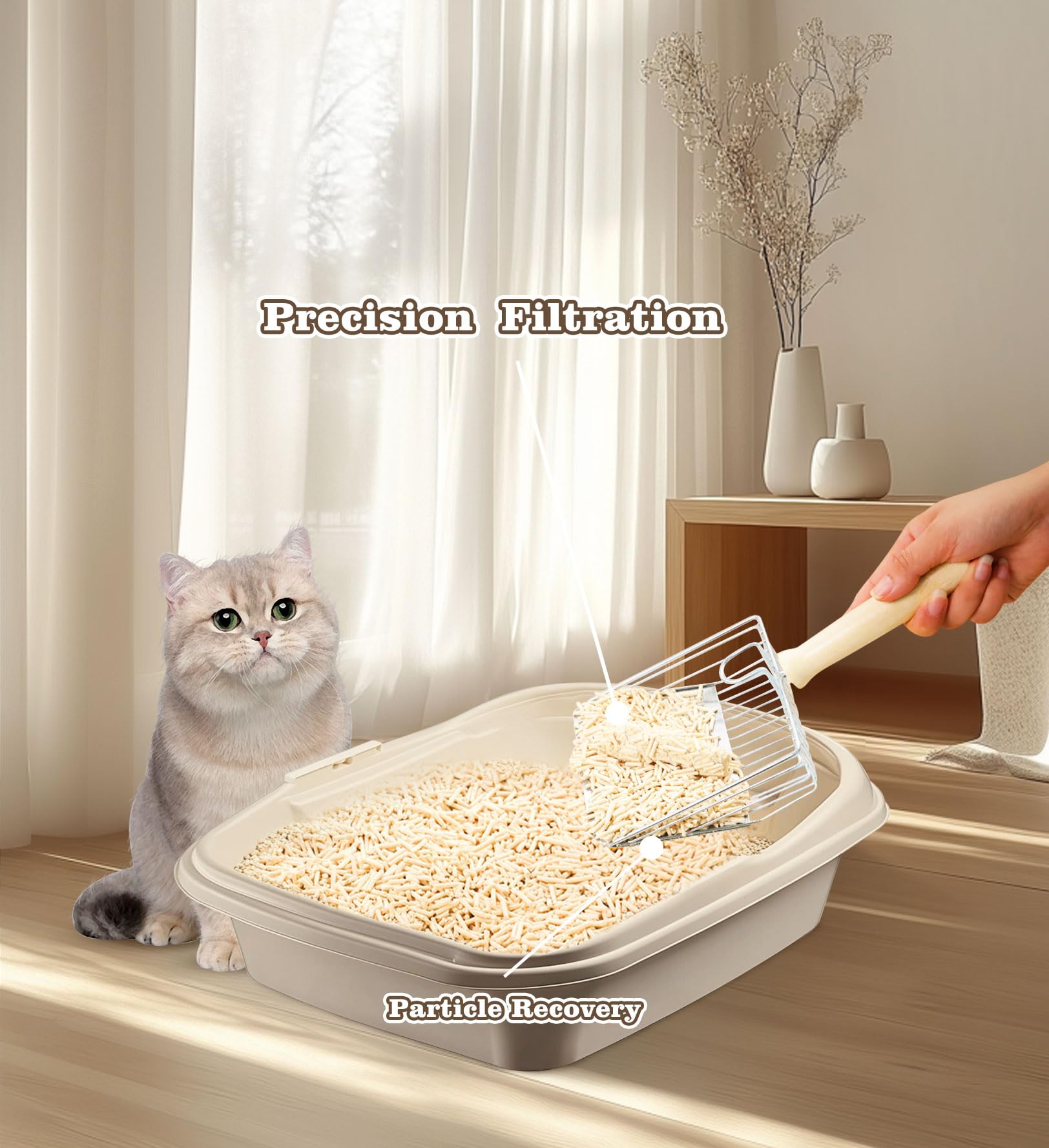 Cuchara de arena para gatos, pala de arena para gatos, de aleación de aluminio, recolector de arena para gatos, duradero y fácil de limpiar, diseño ergonómico, adecuado para caja de arena