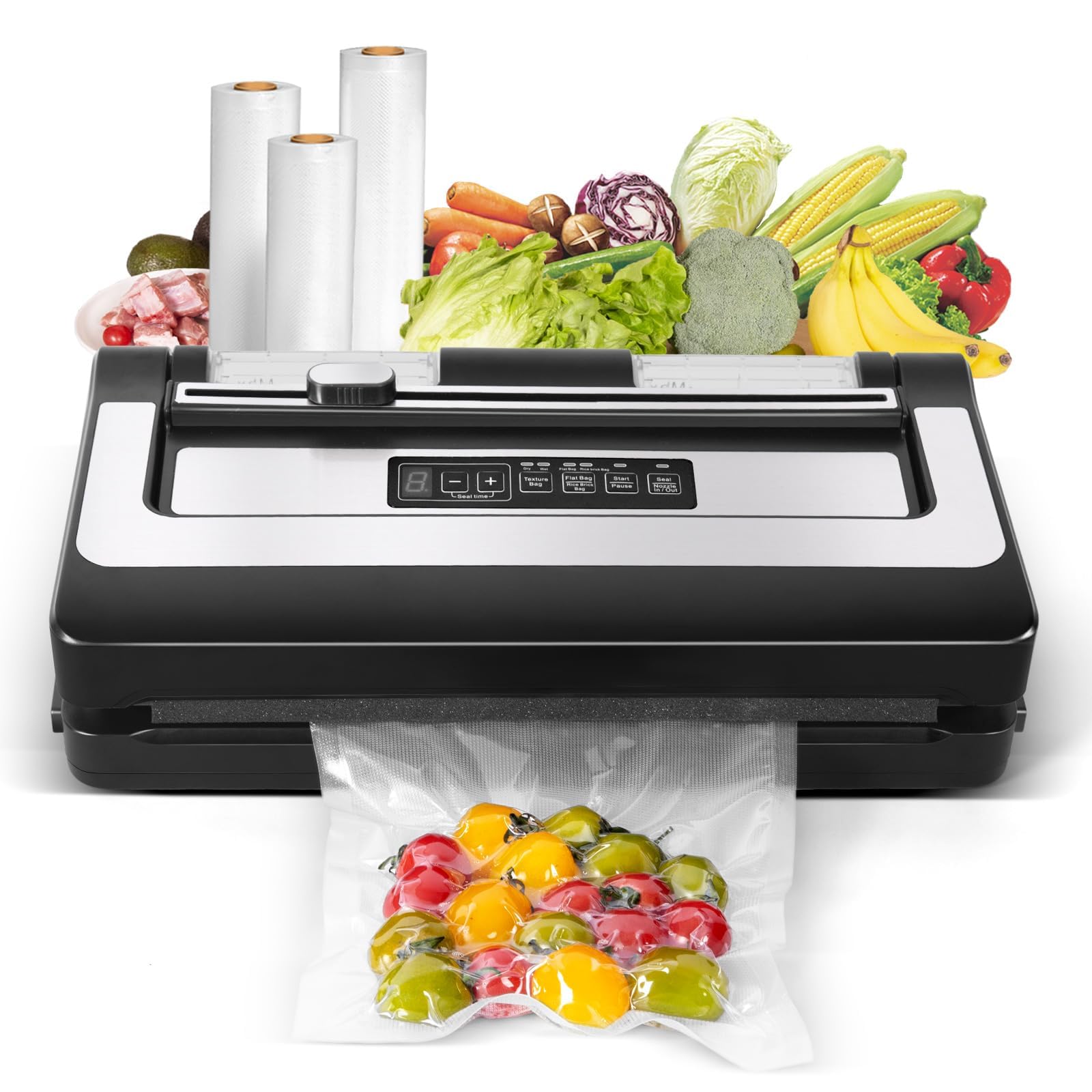 Machine de mise sous vide pour conservation des aliments secs et humides en cuisine
