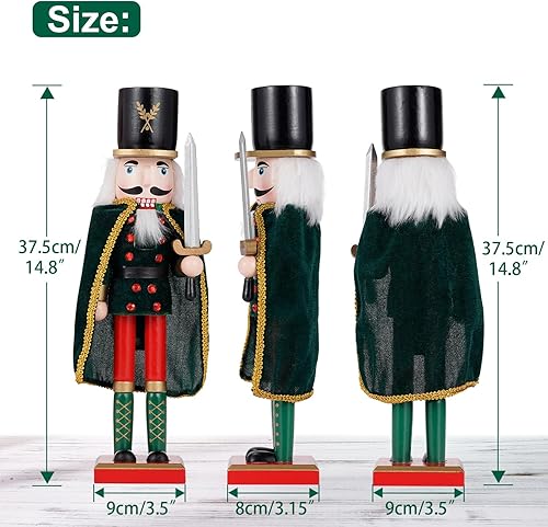 Miniatura 2 de COMBIUBIU Decoraciones de Navidad de 14.8 pulgadas, adornos de cascanueces de madera, regalo festivo de cascanueces coleccionable para mesa,