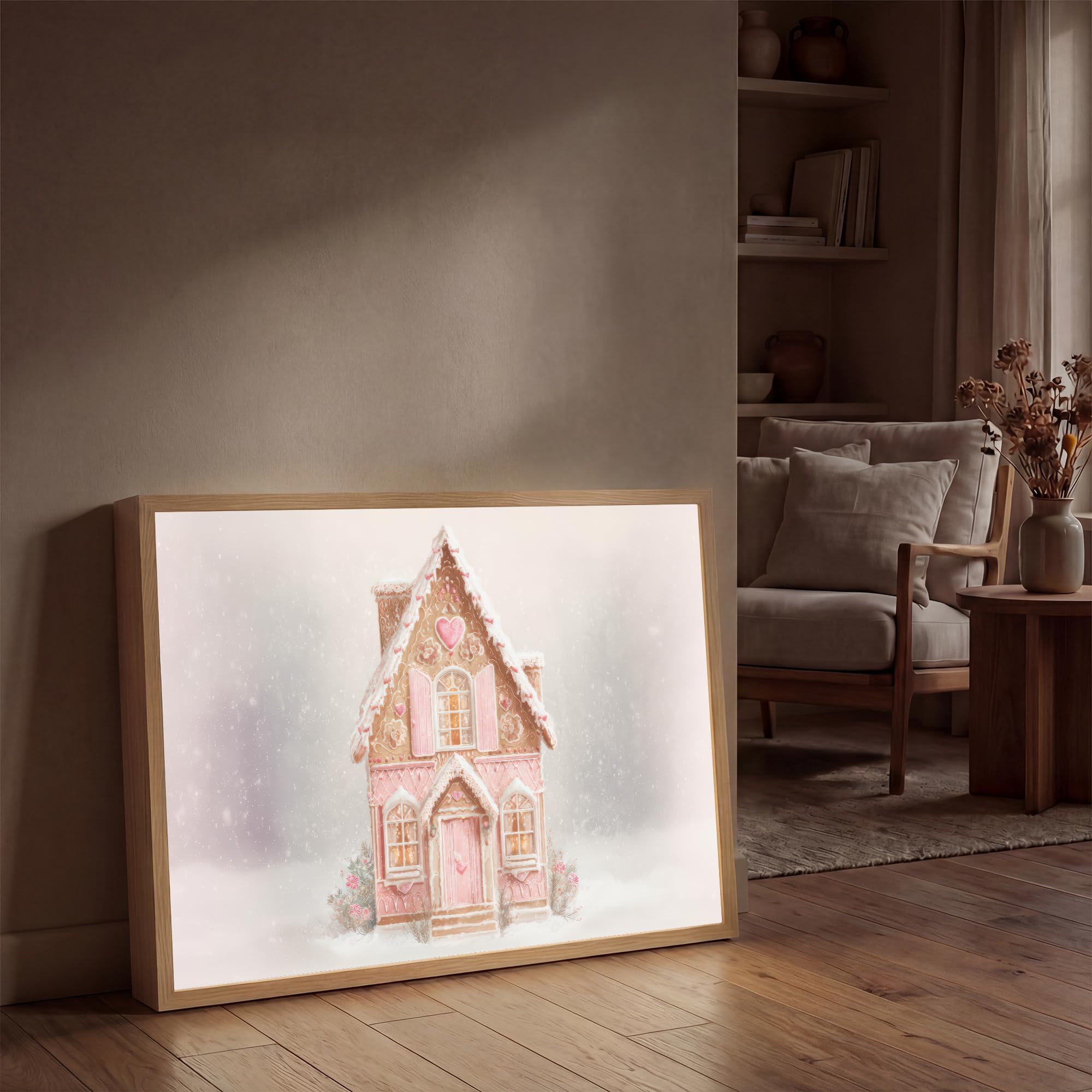 Wandleuchte Flur 100x70 cm Aufladbar Wand Lampe Wandleuchten Innen Modern LED Lampen Wandlampen Wall Light Wandlicht Wohnzimmer Wandlampe Dimmbar Häuschen - Zucker - Pastell