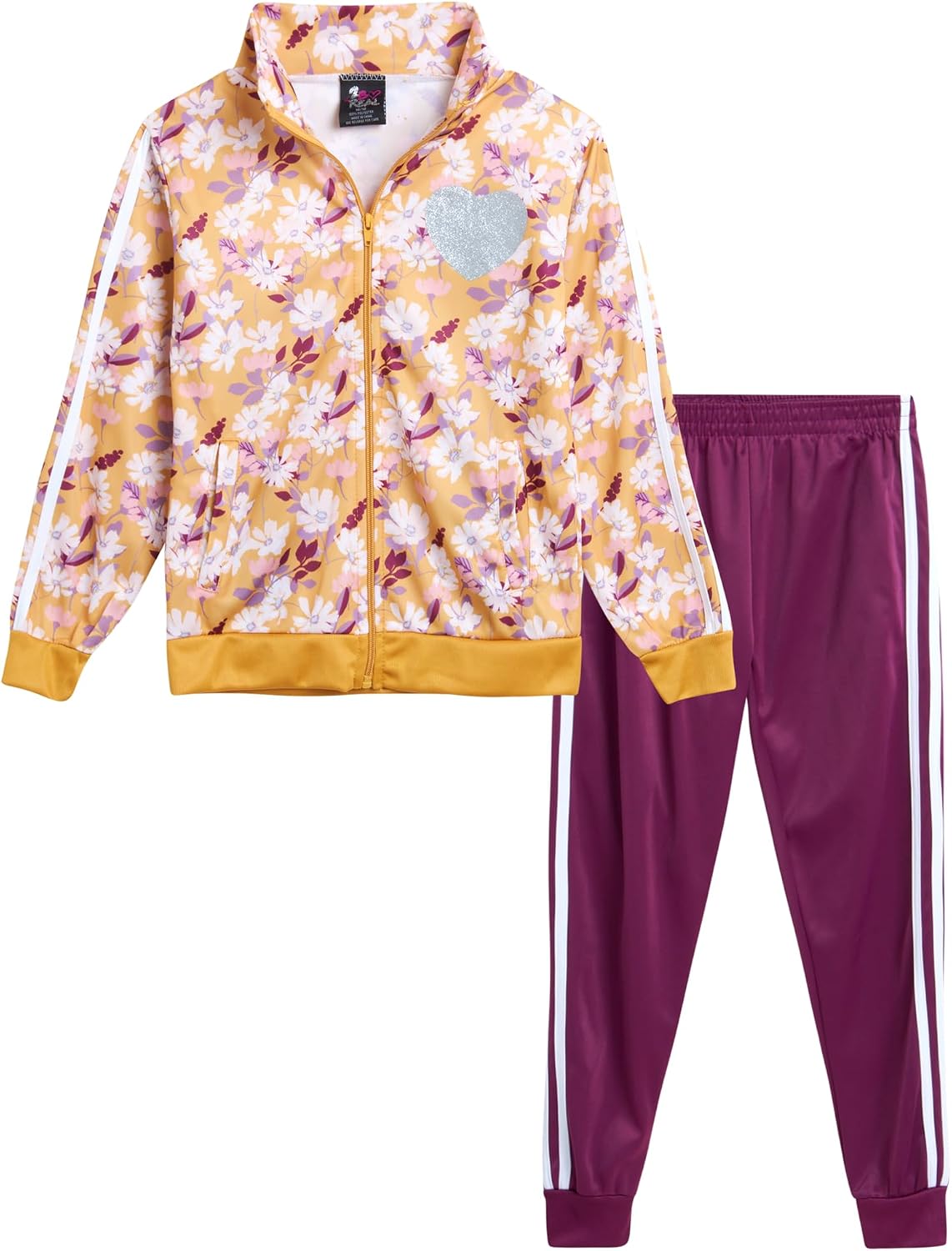 Real Love Girls' Jogger Set - 2 Piece Tricot Zip Sweatshirt and Sweatpants