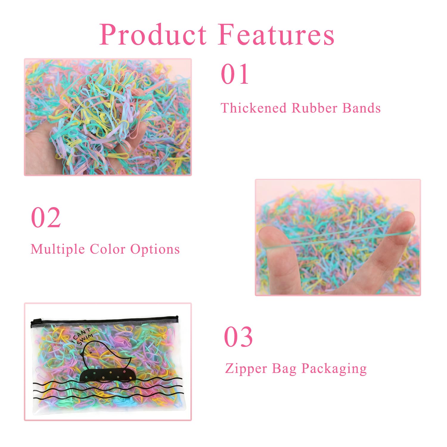 1200 Piezas Mini Gomas de Pelo, Coletero Elástico Bandas Suaves Multicolor, Para Niños, Cintas de Trenzado, Trenzas, Peinado de Boda y Más — view 3