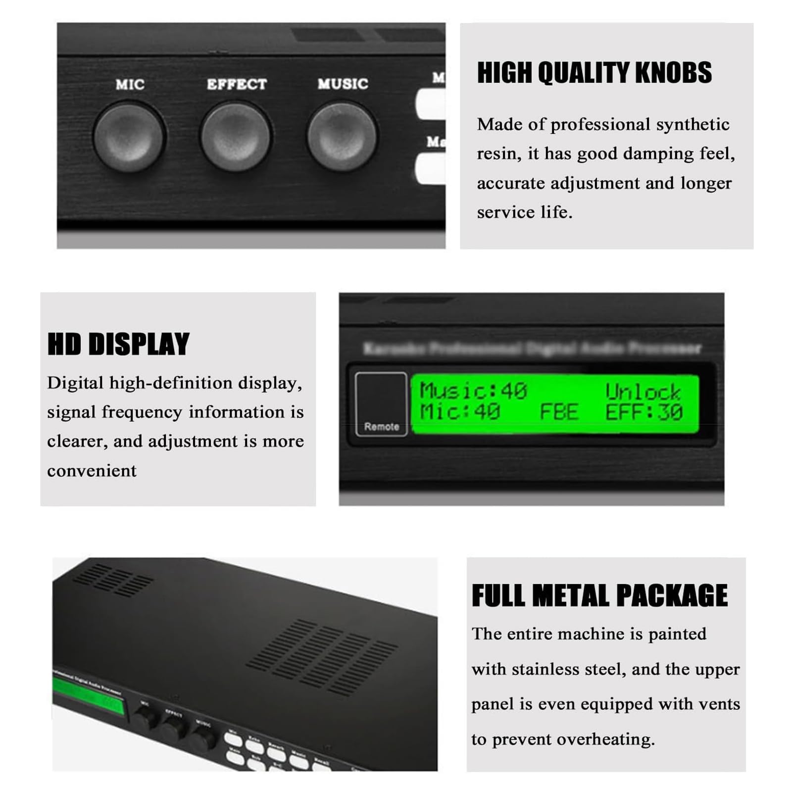 Procesador De Audio Digital De Karaoke X5, Pantalla HD, Reducción De Ruido Profesional, Efectos Digitales De Escenario, Se Puede Configurar a Través De Una Interfaz De PC para Evitar Aullidos