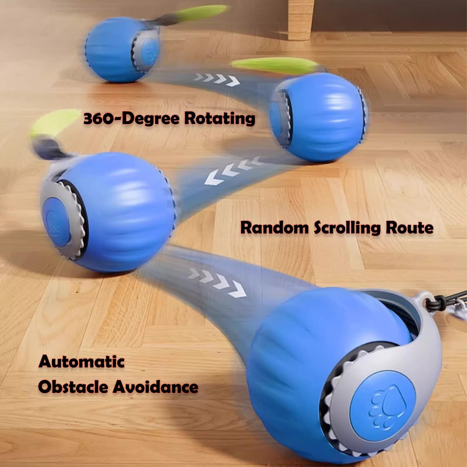Jouet interactif pour chat d'intérieur - Balle à rouler rapidement sur tapis (bleu)
