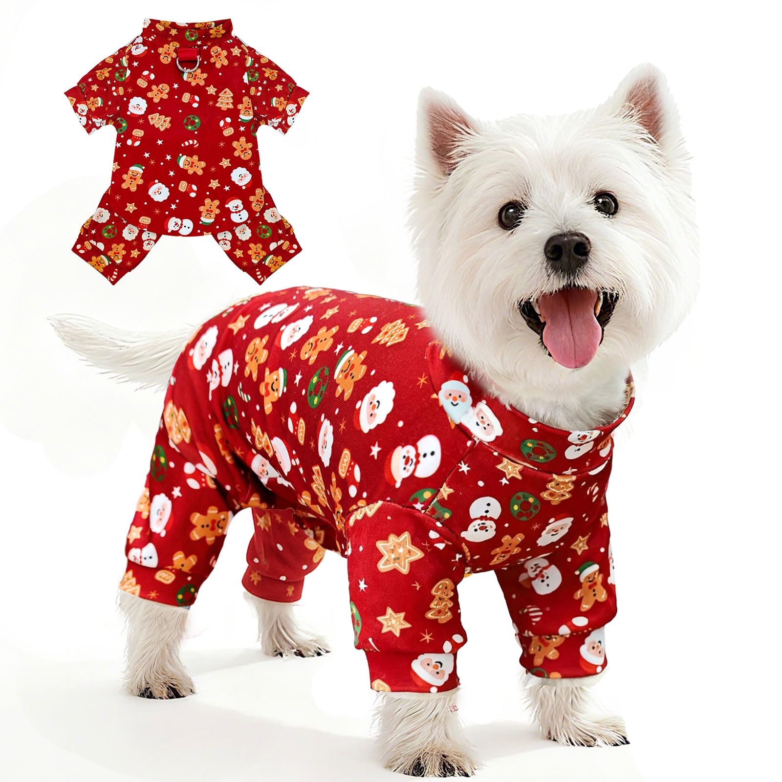 BAEJMJK Christmas Dog Pajamas Small Dogs Clothes(Red,Red,Large)