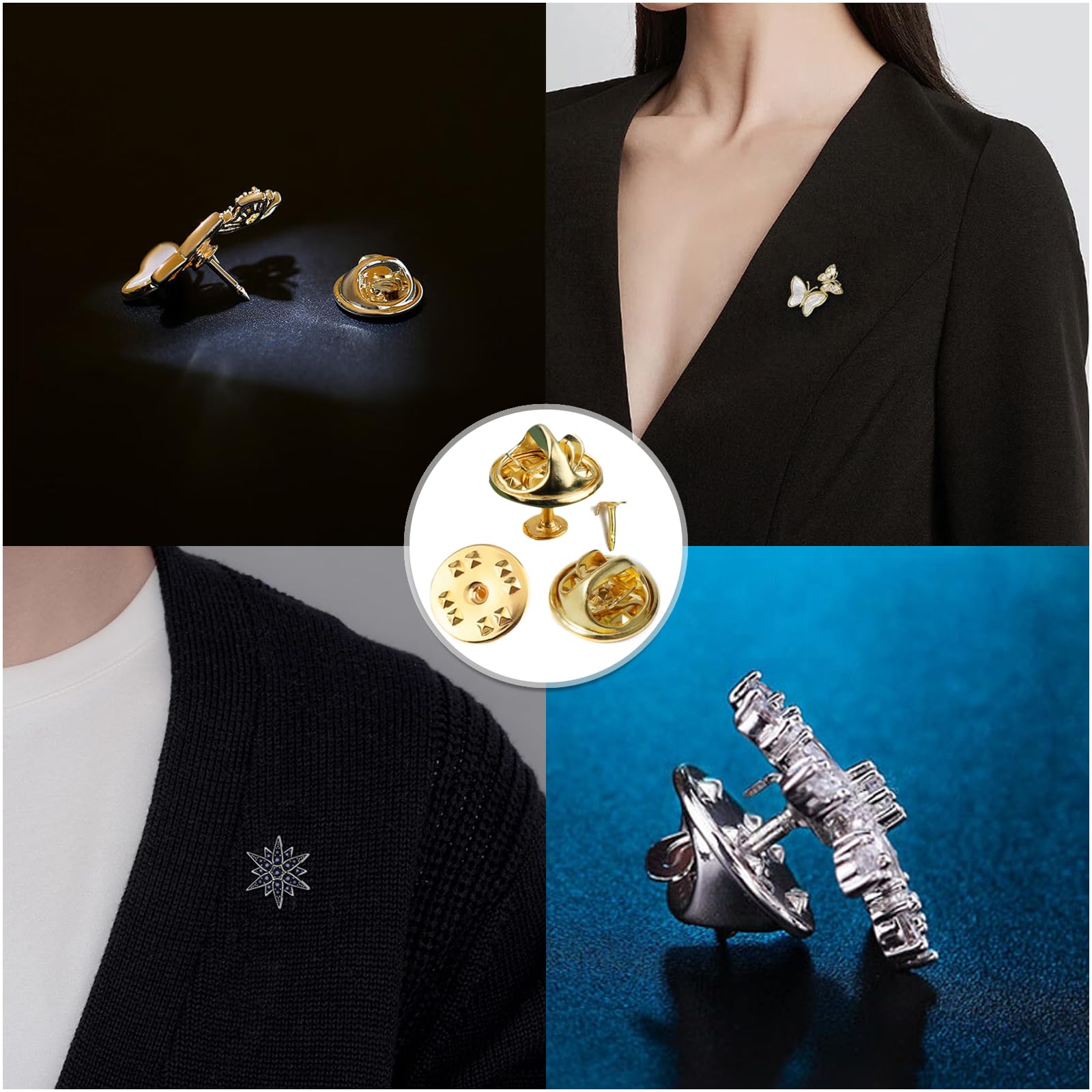 Amazon.co.jp: MAEXUS バタフライ型留め具 ピンバッジの