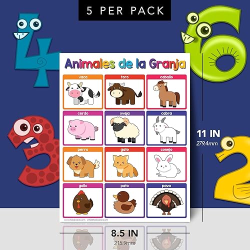 Miniatura 2 de Animales de la Granja - Carteles educativos en español para niños, animales de granja, aprendizaje en aula y educación en casa, ayuda visual y