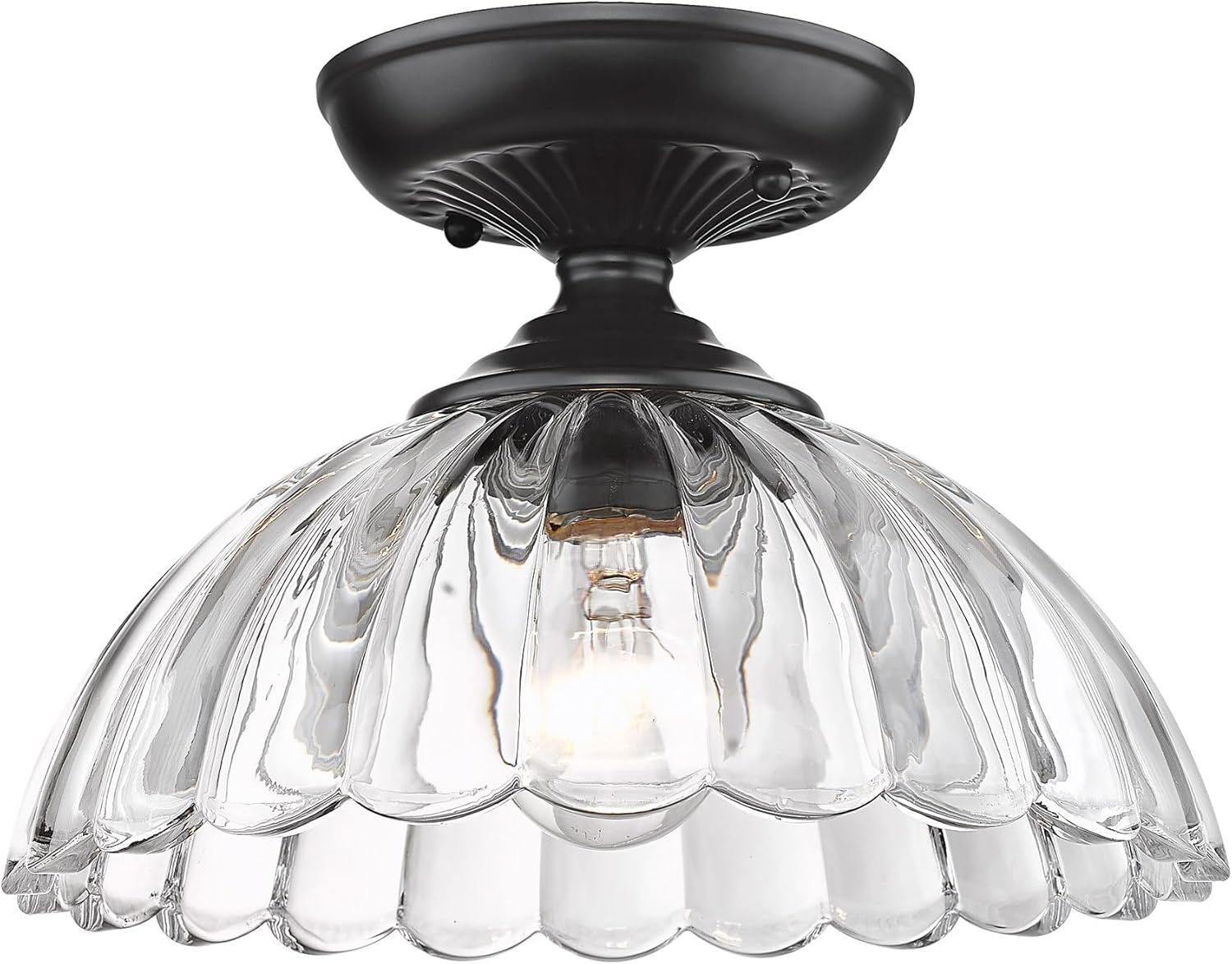 Golden Lighting Audra 1-Light Semi-Flush in Matte Black and Clear Glass