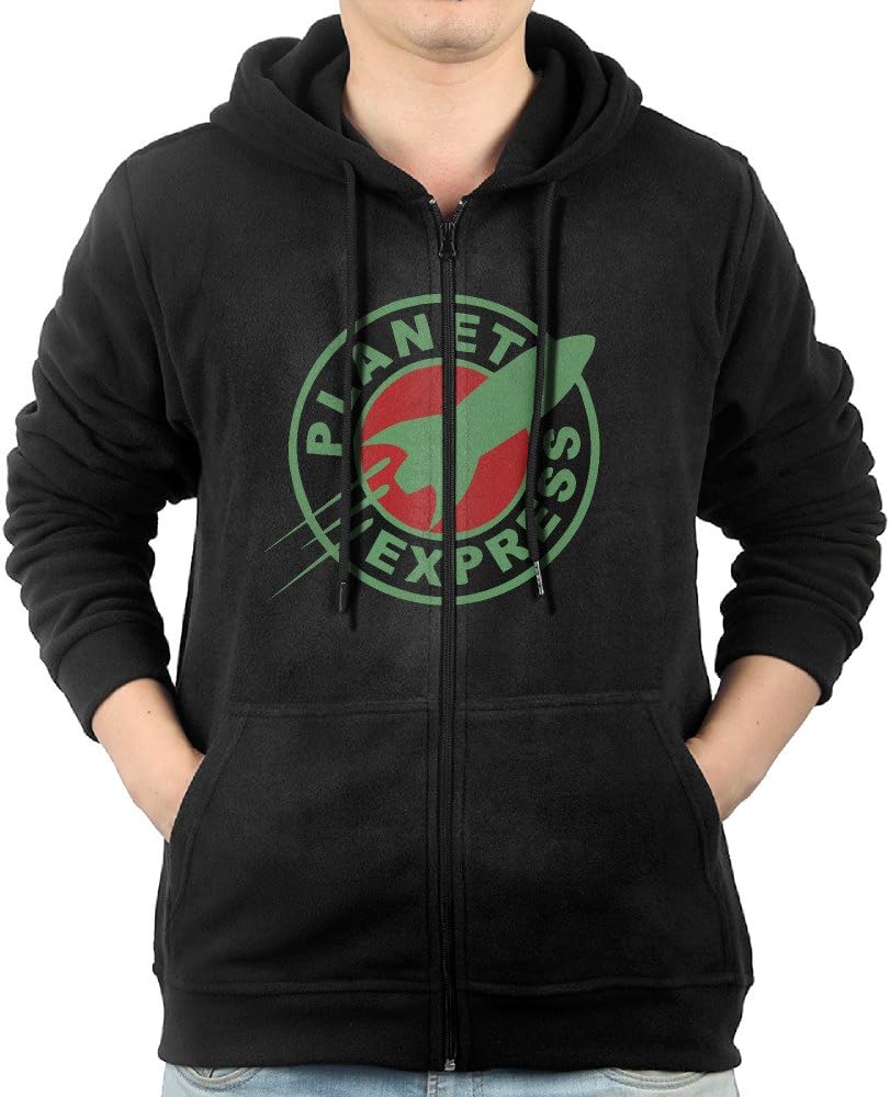 Futurama Planet Express Emblem Logo Zipper Sweatshirts for Men Black