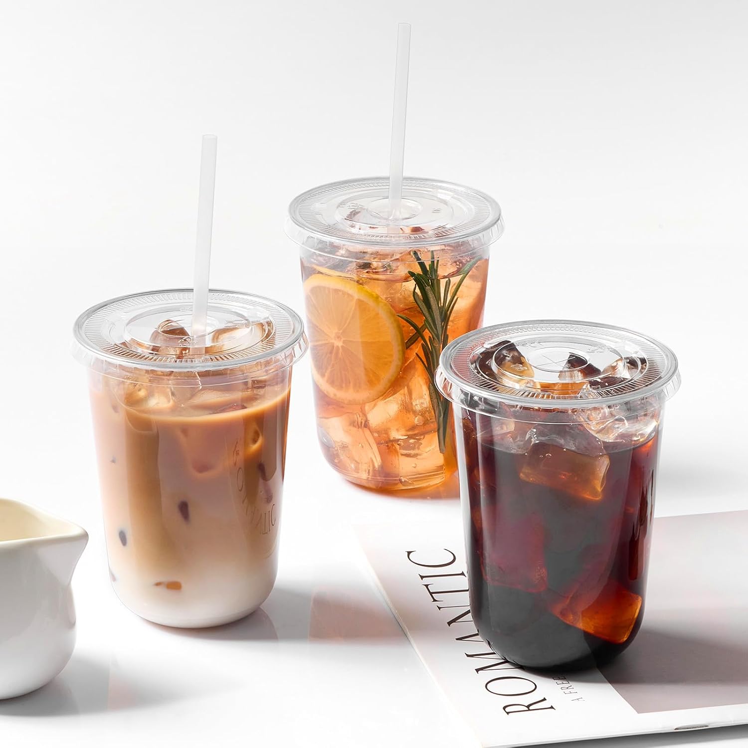 [100 Sets - 16oz Round Bottom Clear Plastic Cups with Lids and Straws, Disposable Iced Coffee Cups with Lids To Go Cold Drink Cups for Smoothies, Juices, Party Catering - Image 5