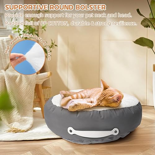 Miniatura 5 de Camas para gatos de interior, cama de perro de 23 pulgadas para perros pequeños Melium, cama acolchada lavable para gatos con parte inferior
