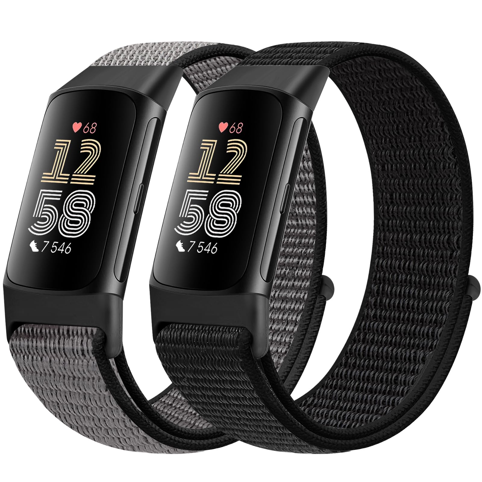 Runostrich Sport Loop Nylon Watch Straps - Compatible with Fitbit Charge 6/5, Adjustable Breathable Replacement Soft Nylon Loop Wristband for Women & Men